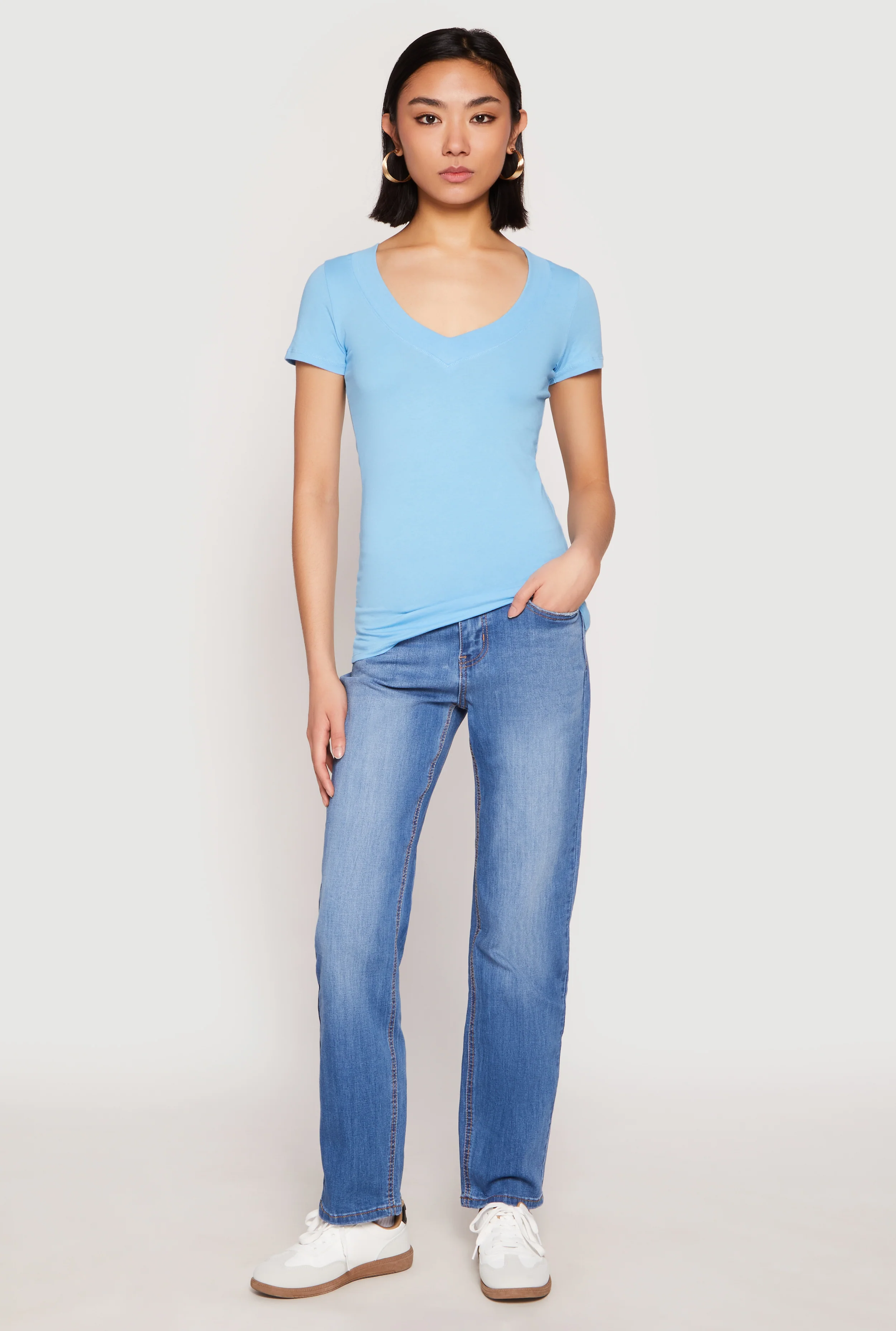 Basic V Neck Short Sleeve Tee - Image 3