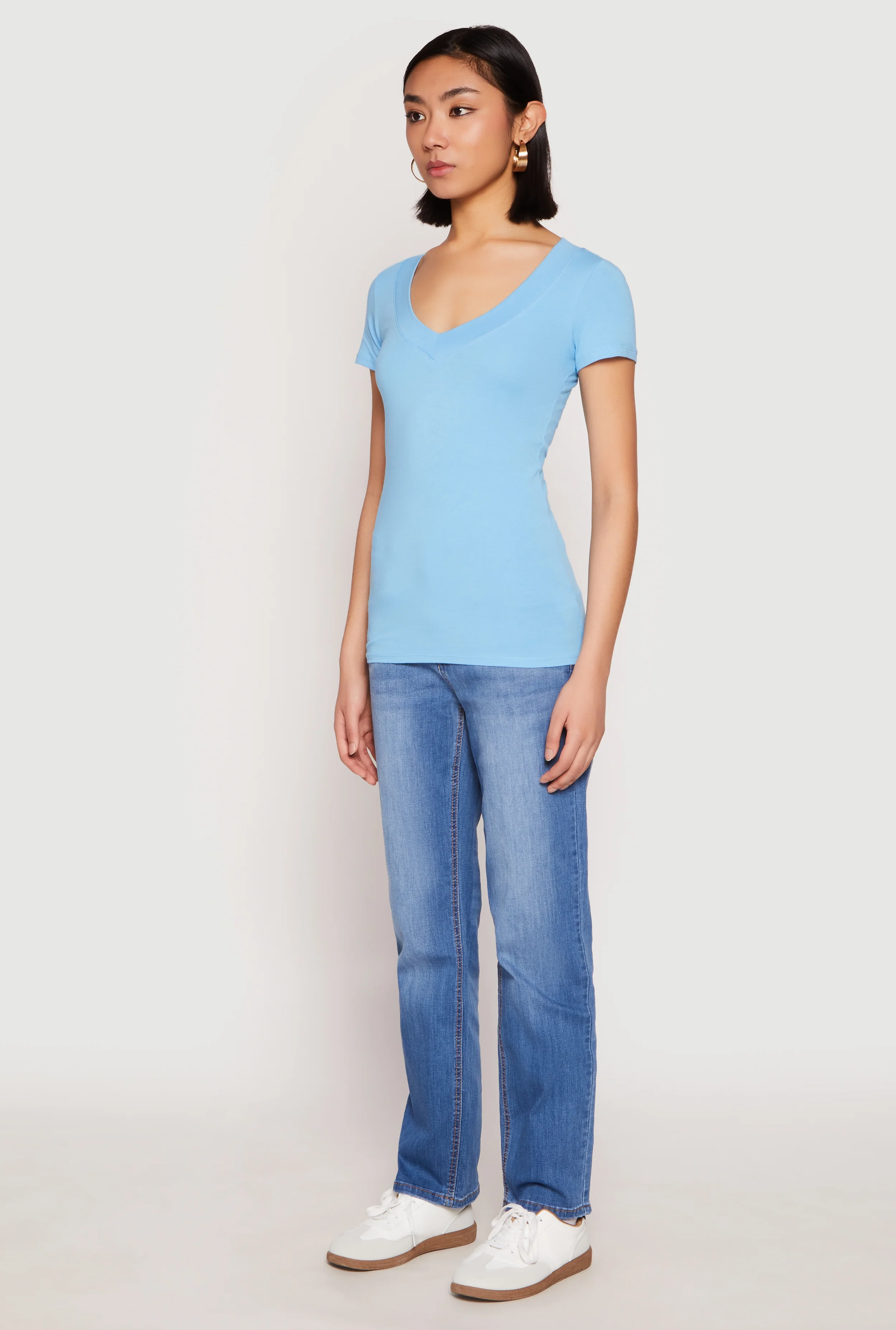 Basic V Neck Short Sleeve Tee - Image 5
