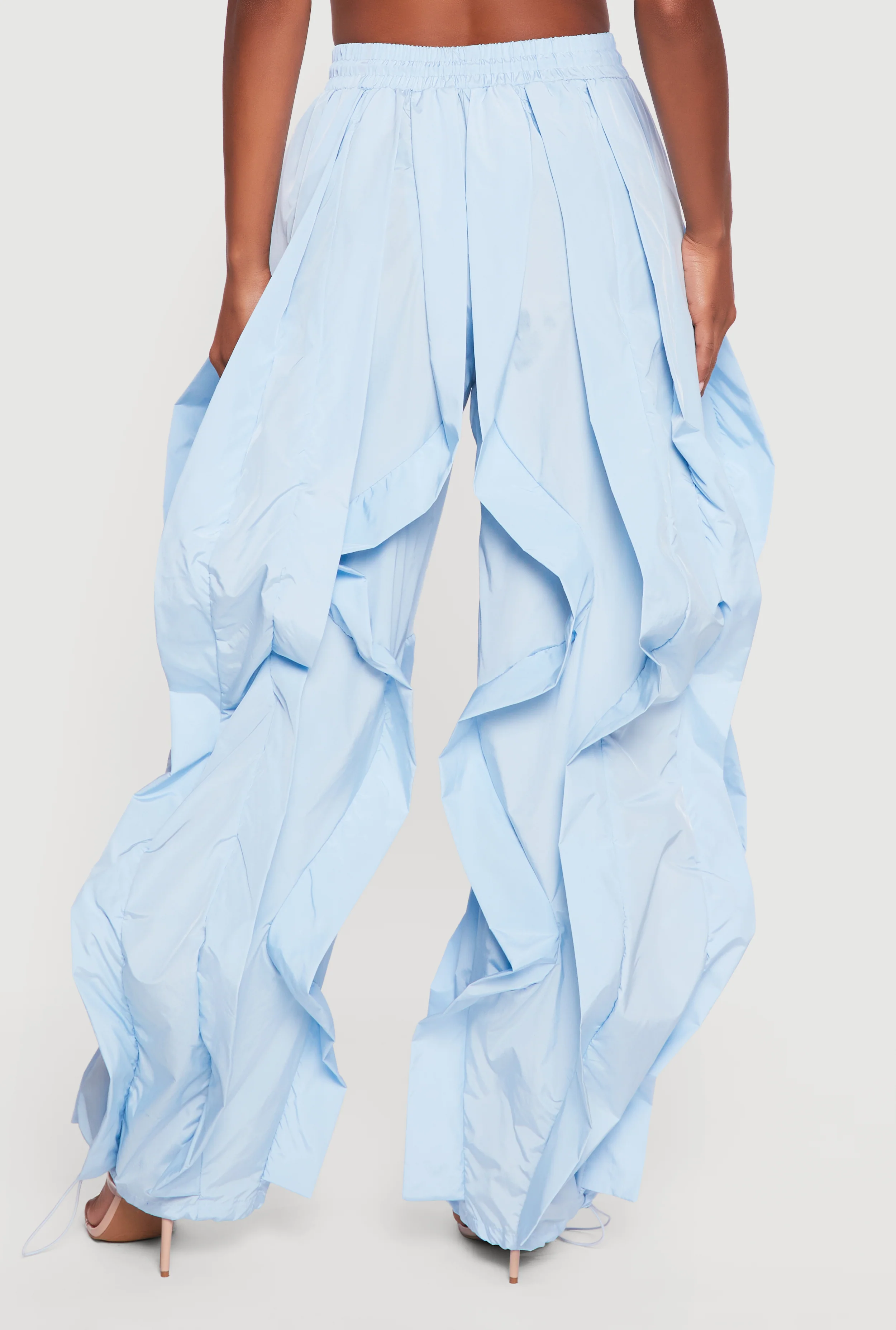 Drawstring Waist Ruffle Parachute Pants - Image 5