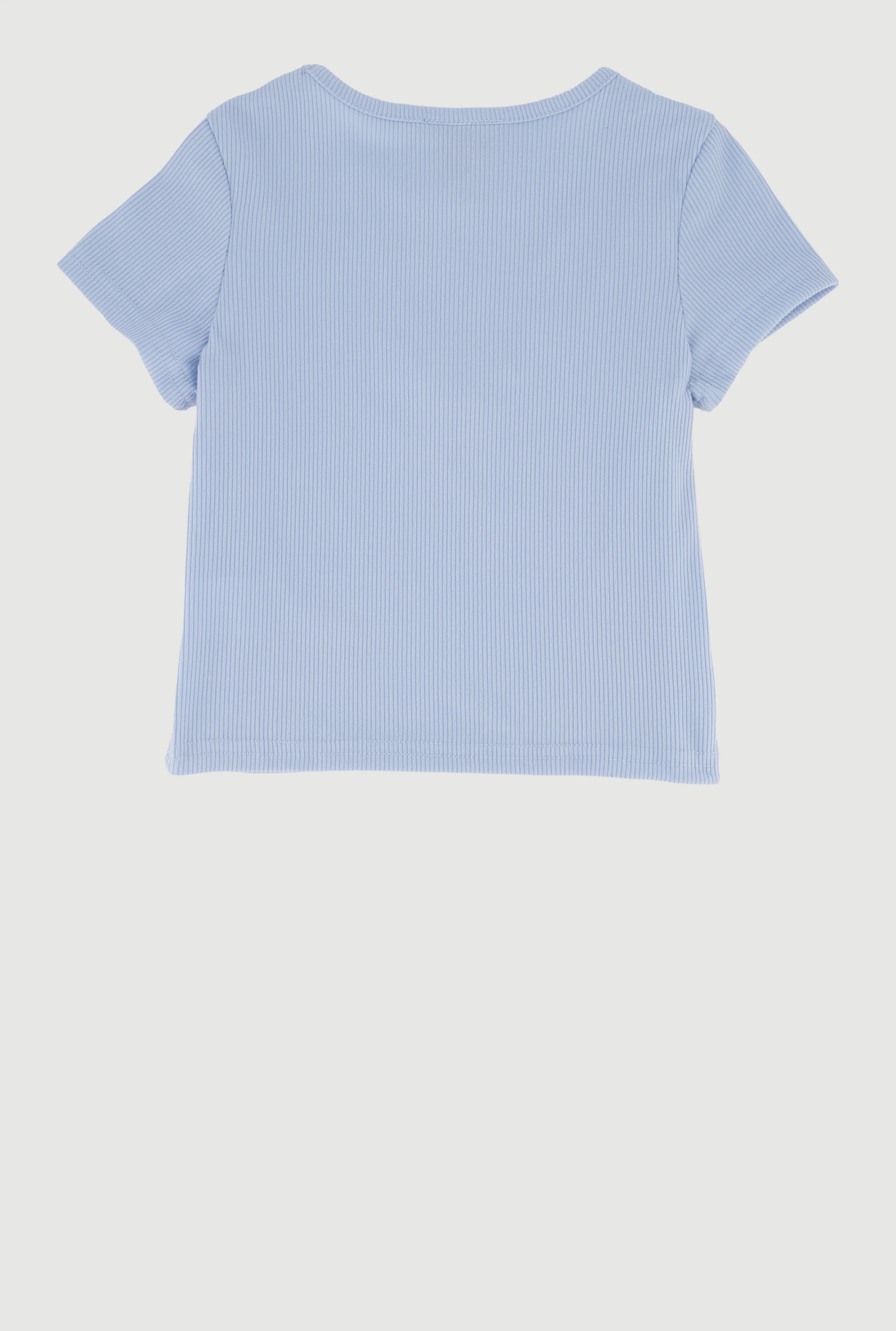 Little Girls Removable Bear Necklace Ribbed Knit Tee - Image 3