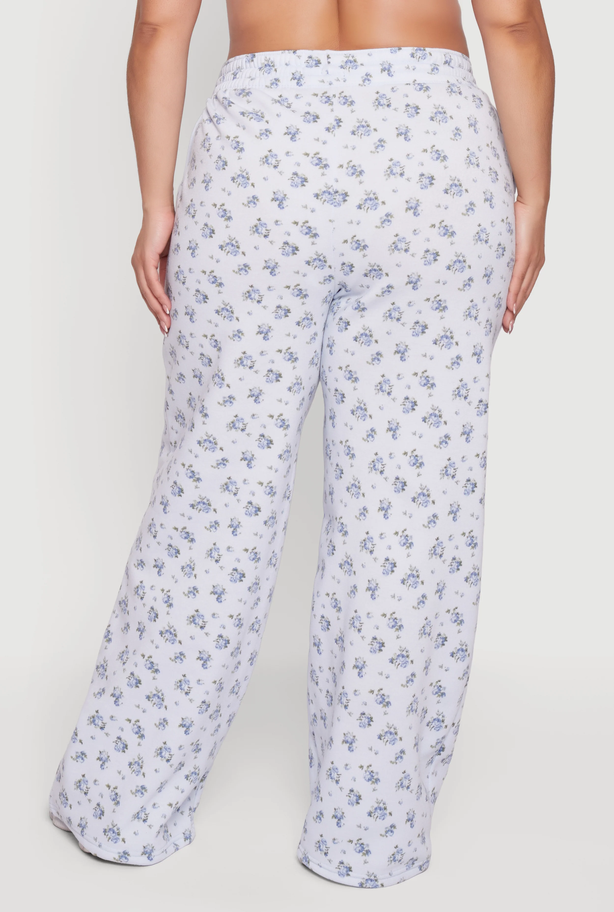 Plus Size Ditsy Floral Print High Waisted Sweatpants - Image 5