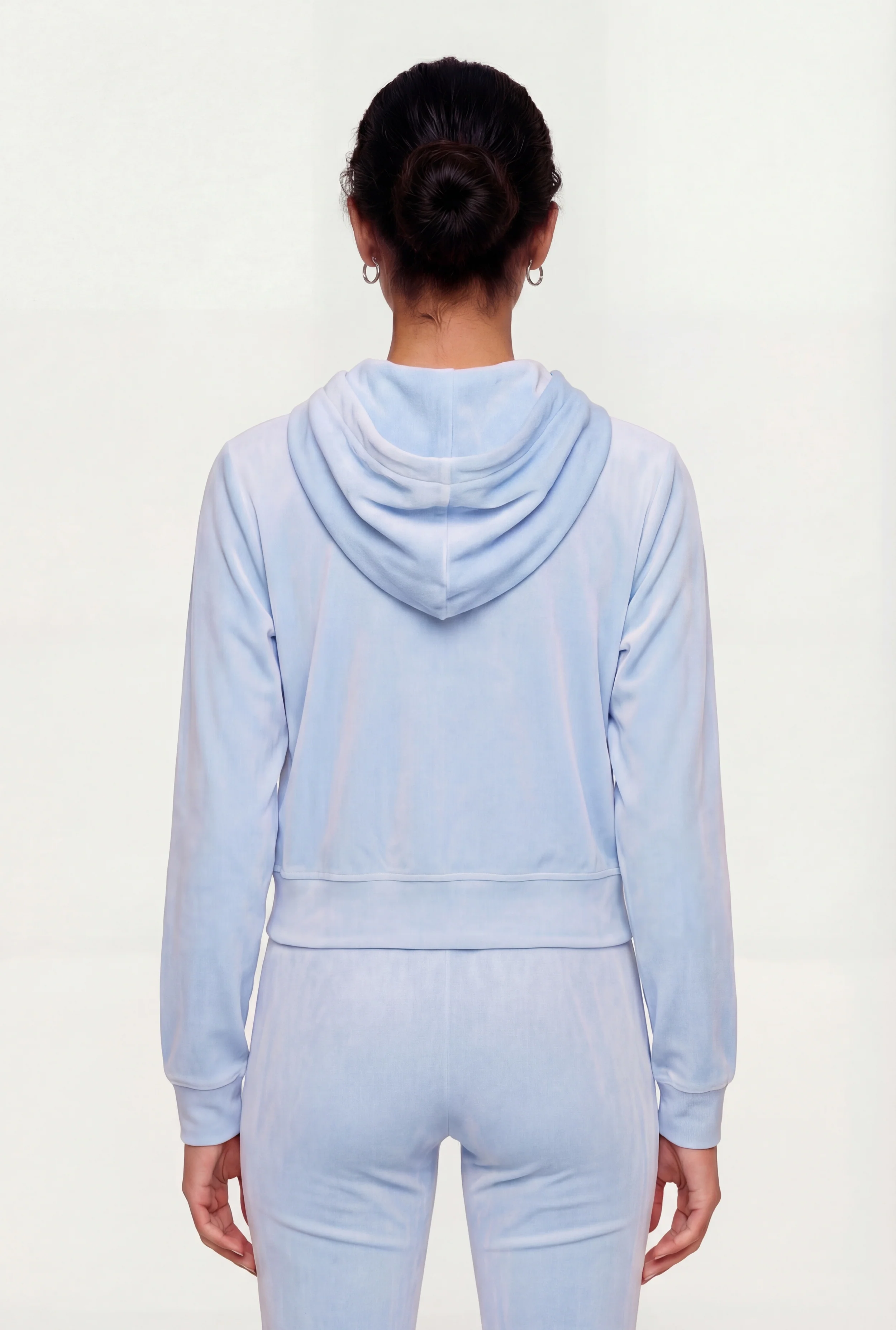 Solid Velour Zip Front Hoodie - Image 5