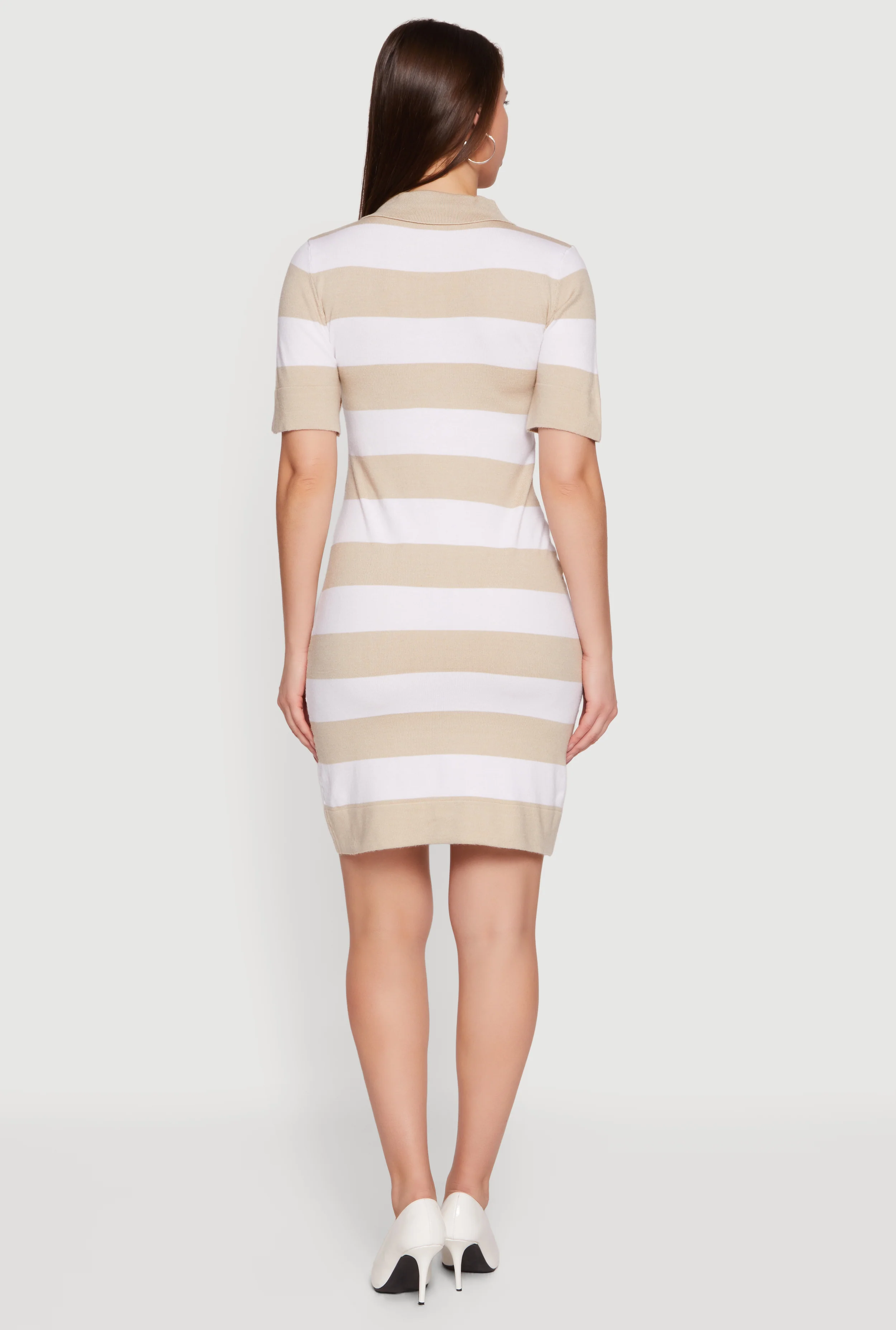 Striped Short Sleeve Polo Dress - Image 3