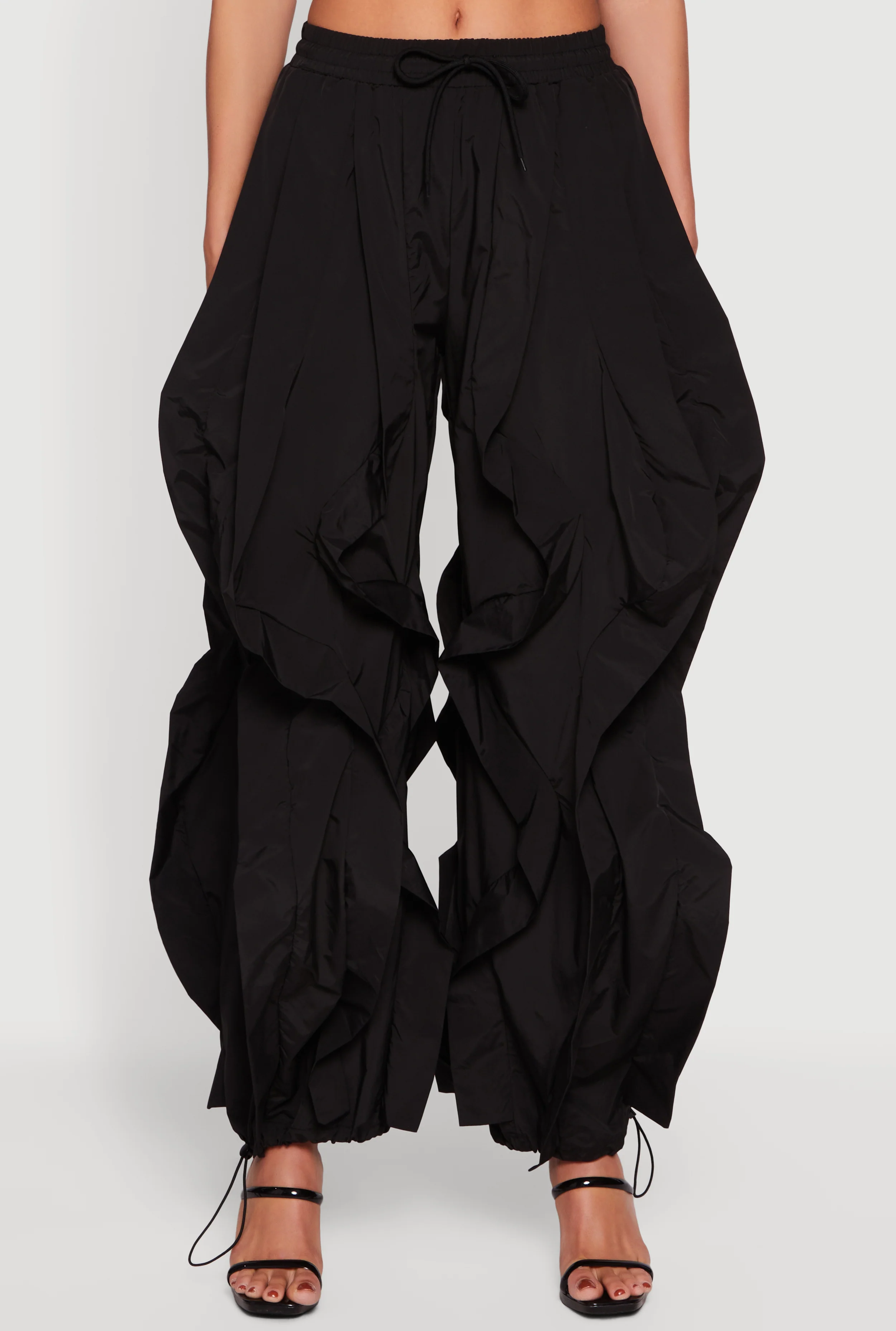 Drawstring Waist Ruffle Parachute Pants - Image 5