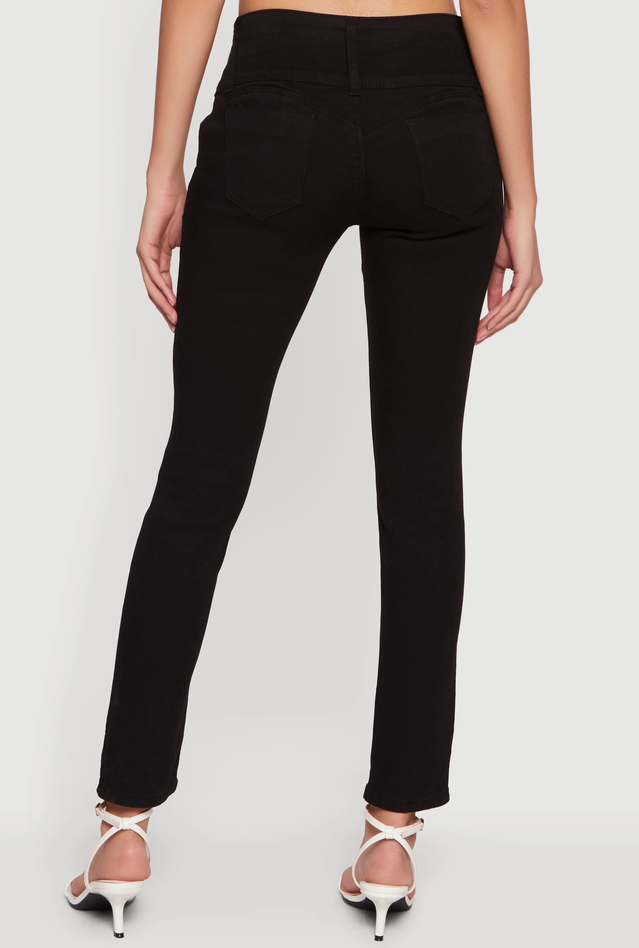 Mid Rise 4 Button Skinny Jeans - Image 5
