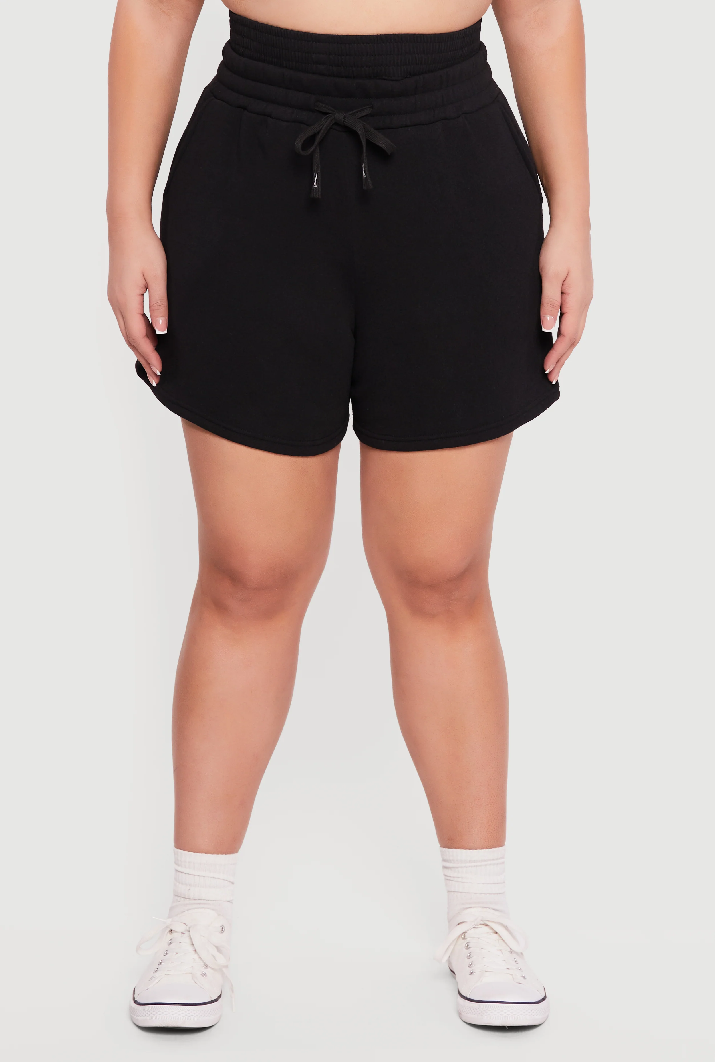 Plus Size Double Waisted Drawstring Sweatshorts - Image 3
