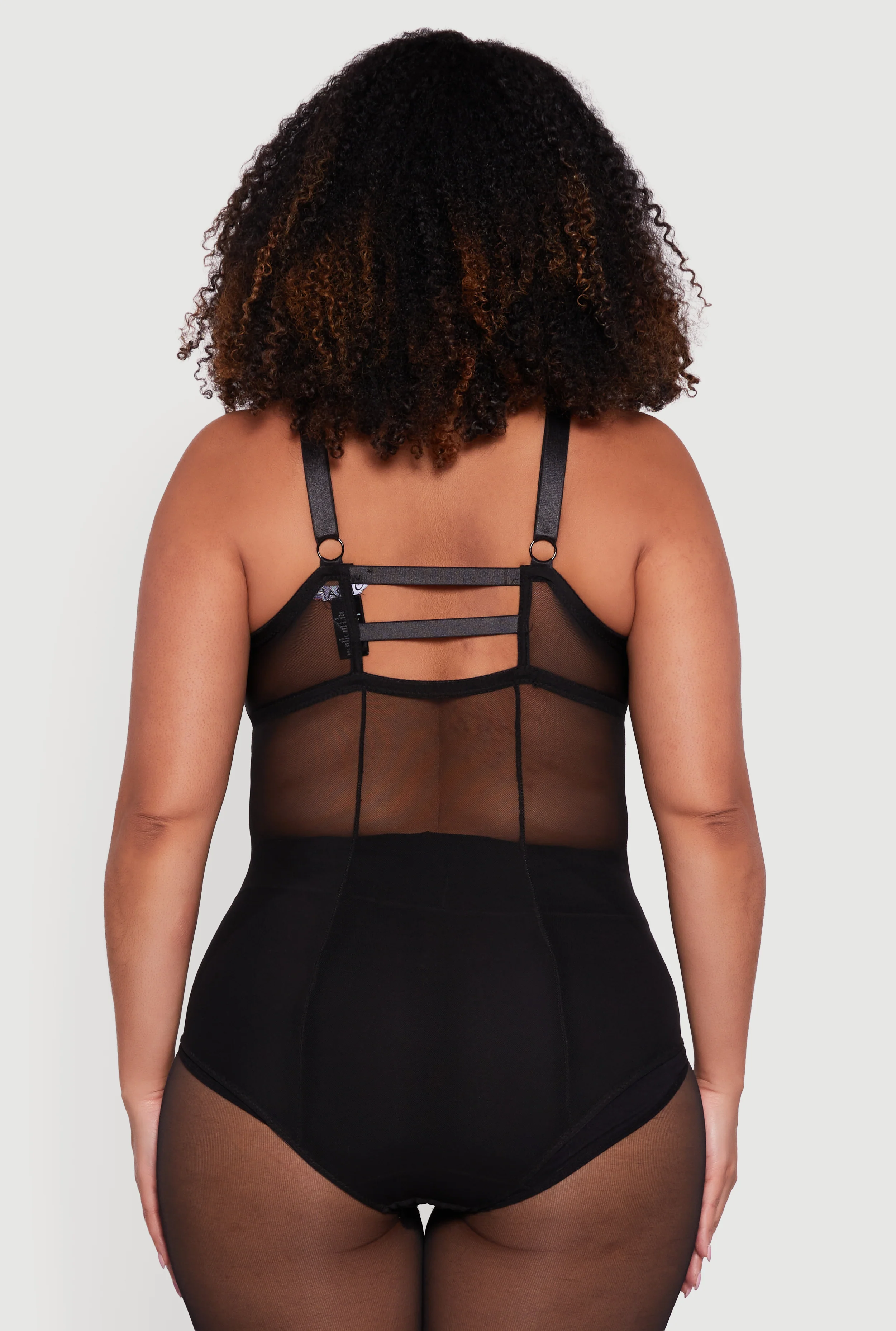 Plus Size Keyhole Detail Mesh Bodysuit - Image 6