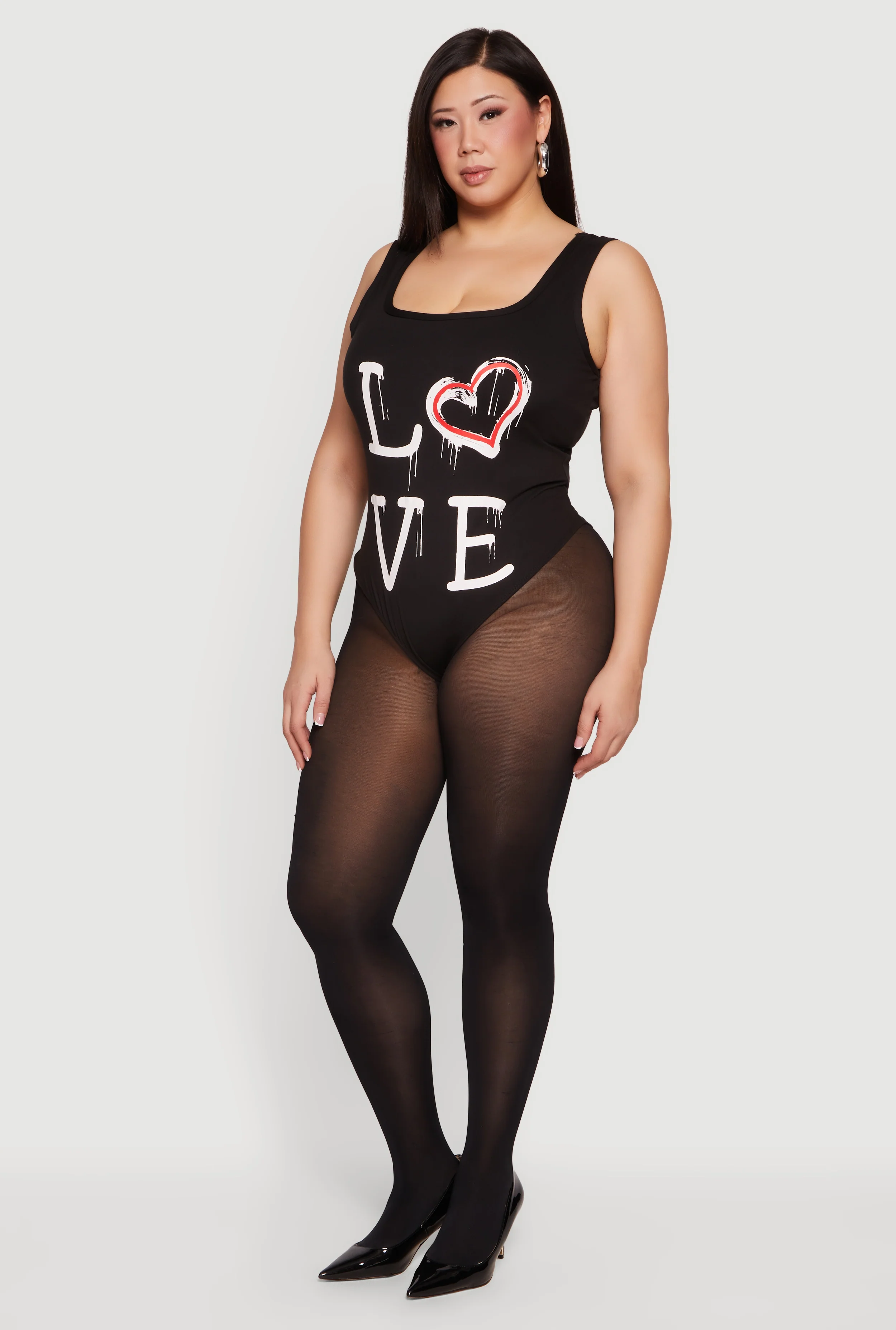 Plus Size Love Graphic Sleeveless Bodysuit - Image 3