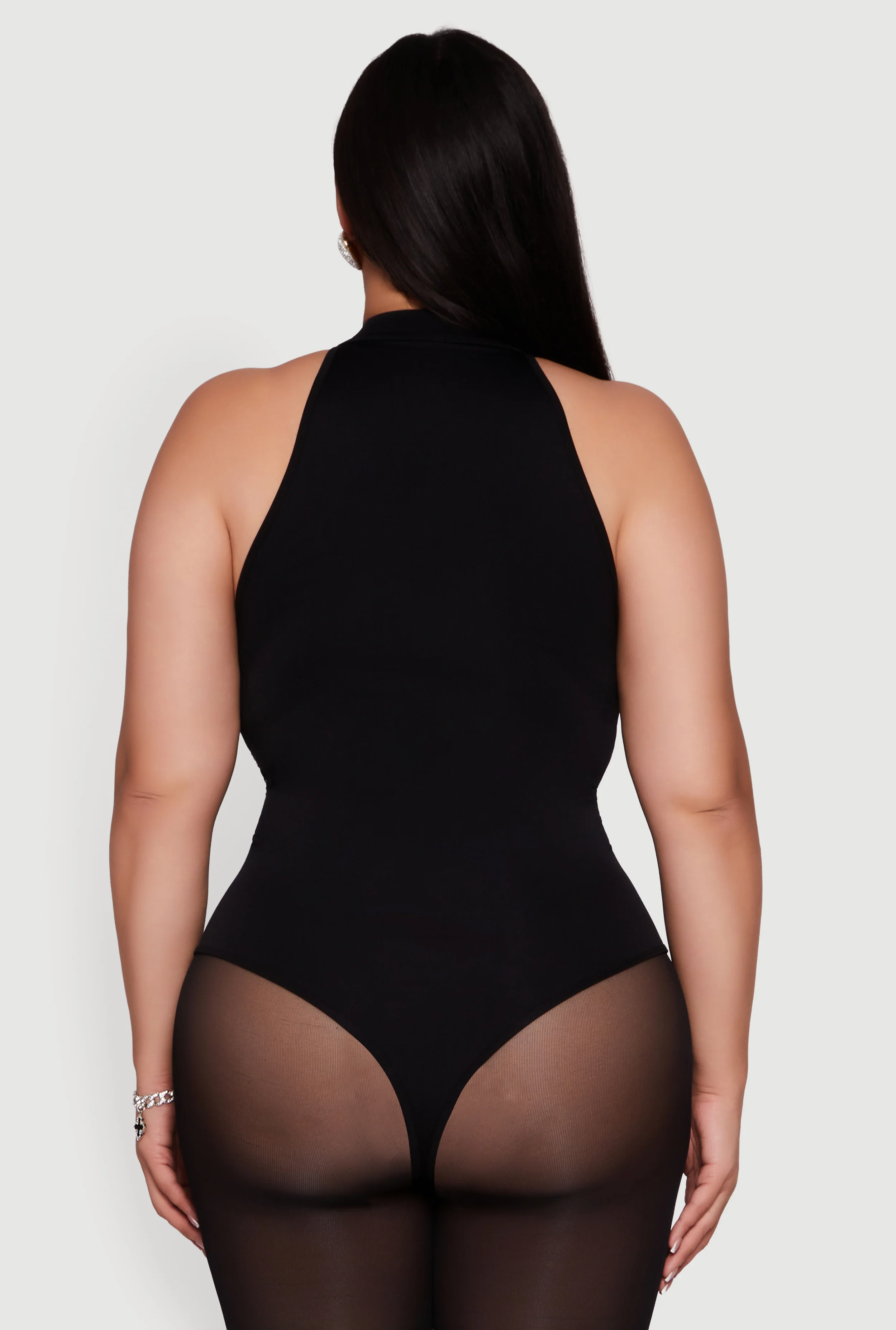 Plus Size Patterned Rhinestone Sleeveless Bodysuit - Image 6