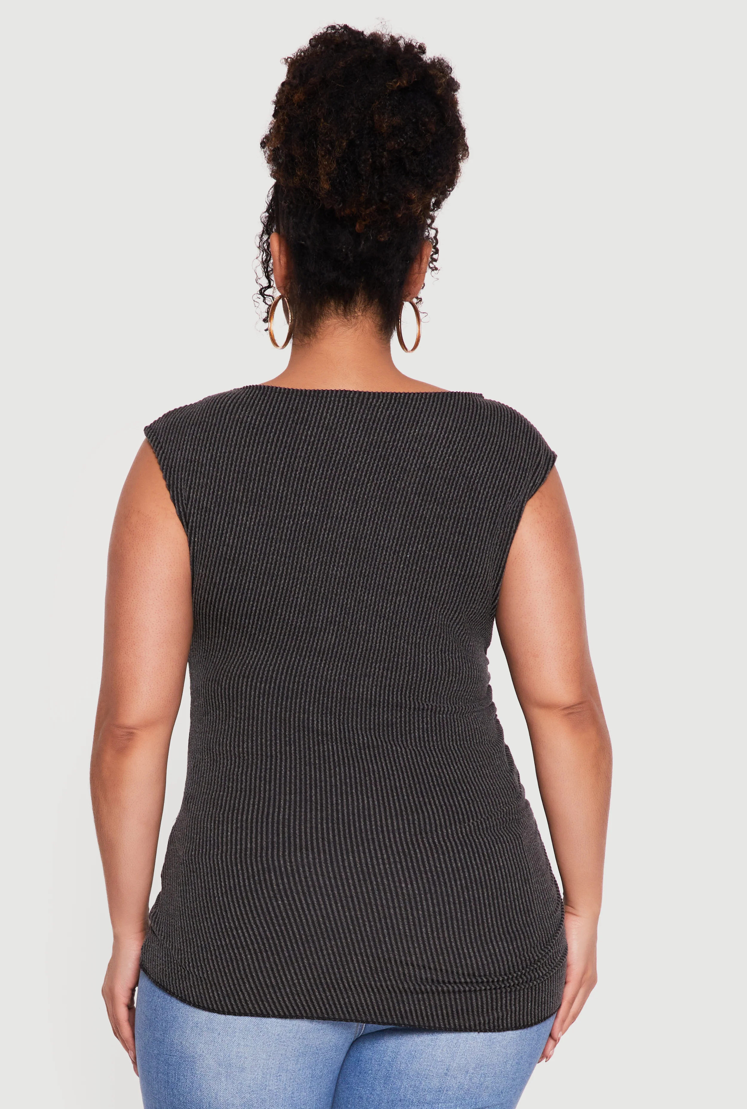 Plus Size Side Ruched Ribbed Knit Top - Image 5