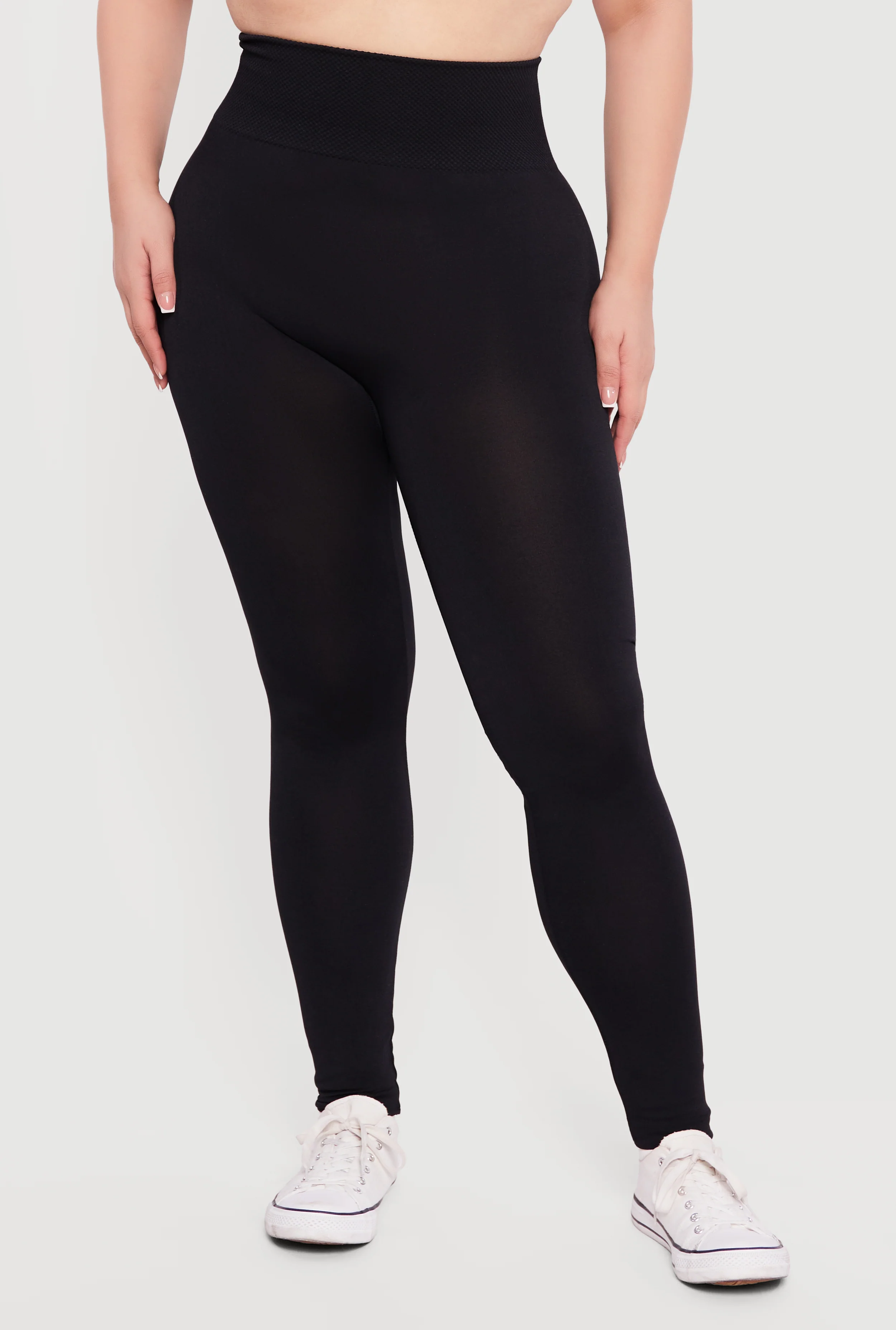 Plus Size Waffle Knit Waist Leggings - Image 3