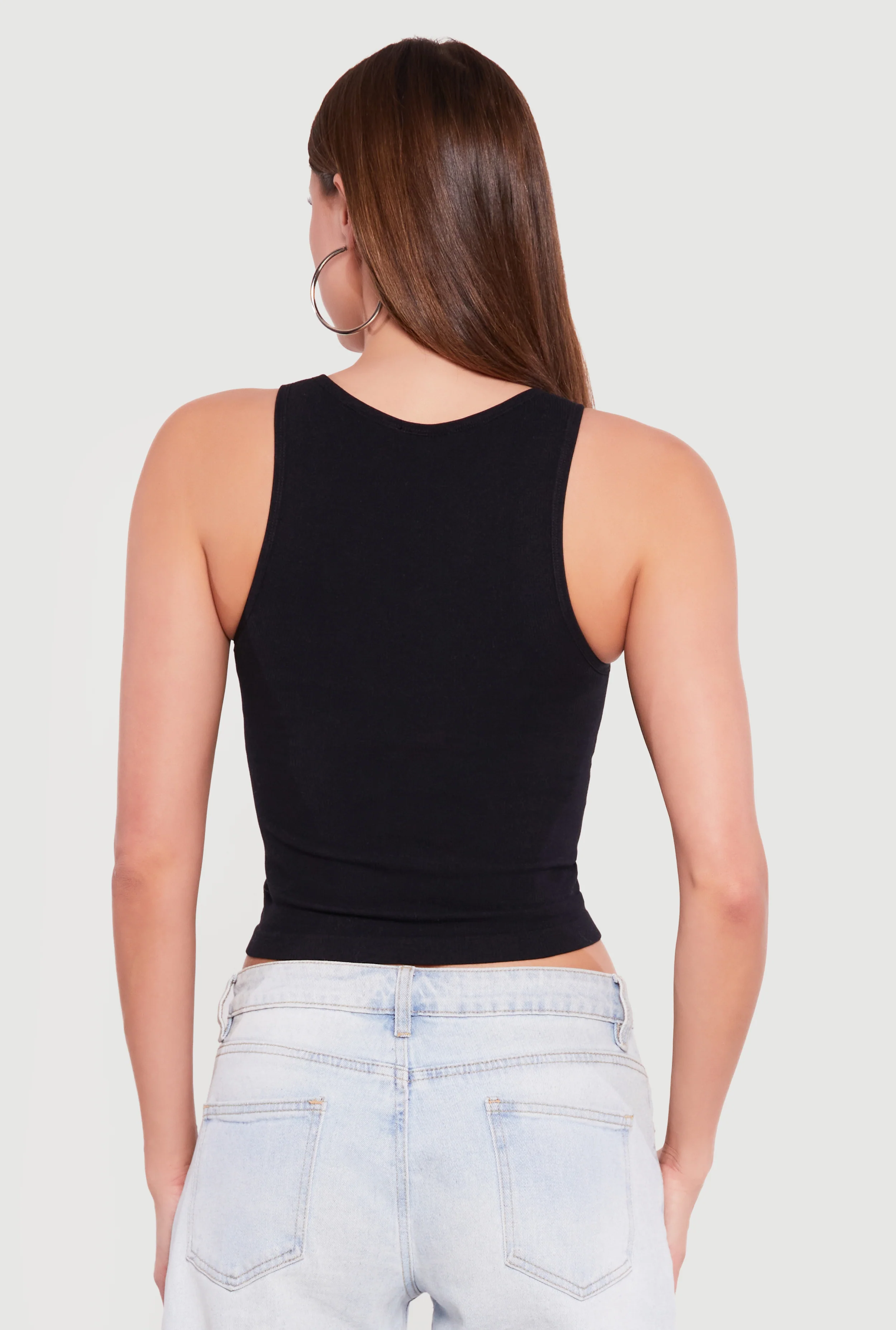 Seamless Rib Knit Racerback Crop Top - Image 5