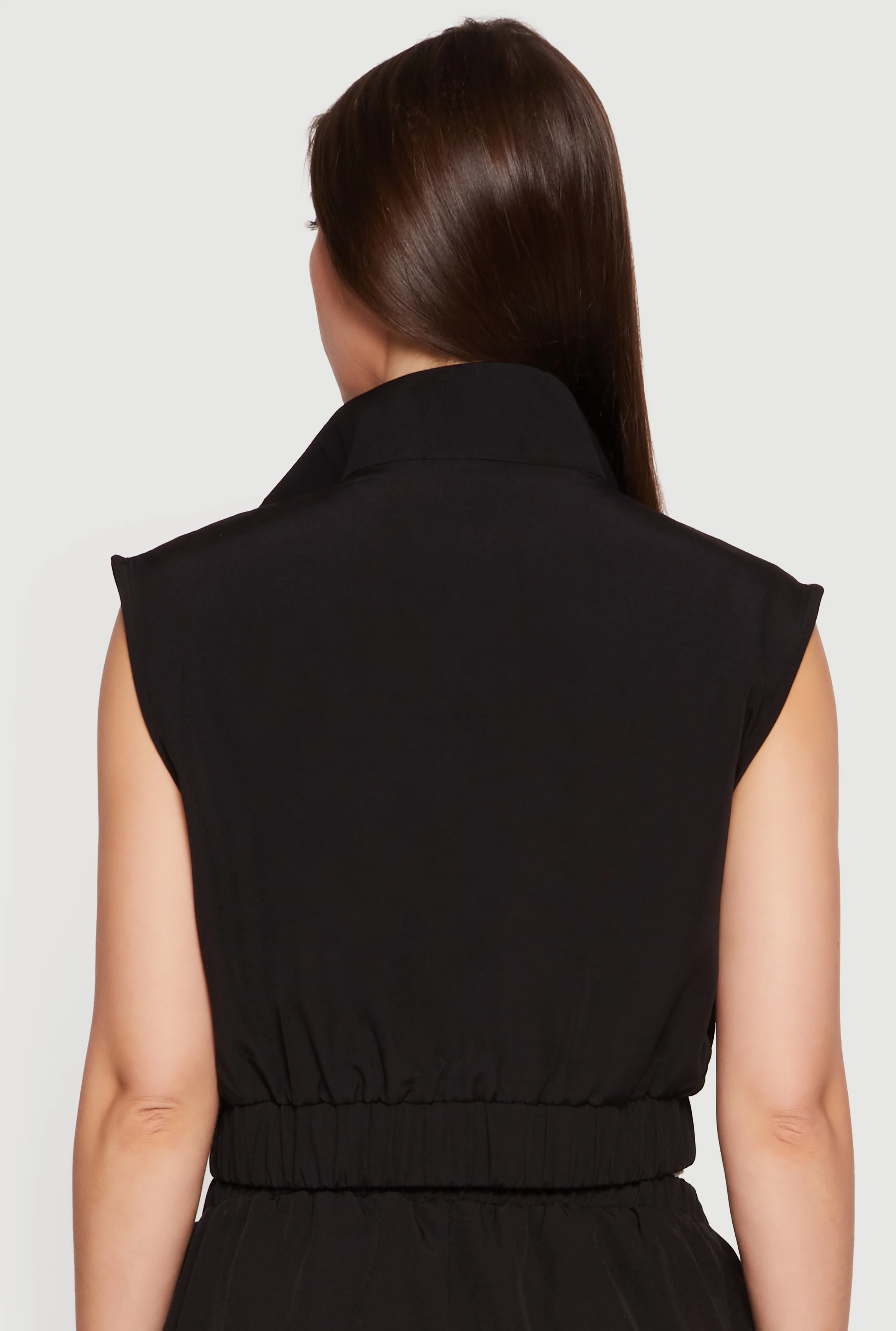 Side Stripe Zip Front Cropped Vest - Image 5