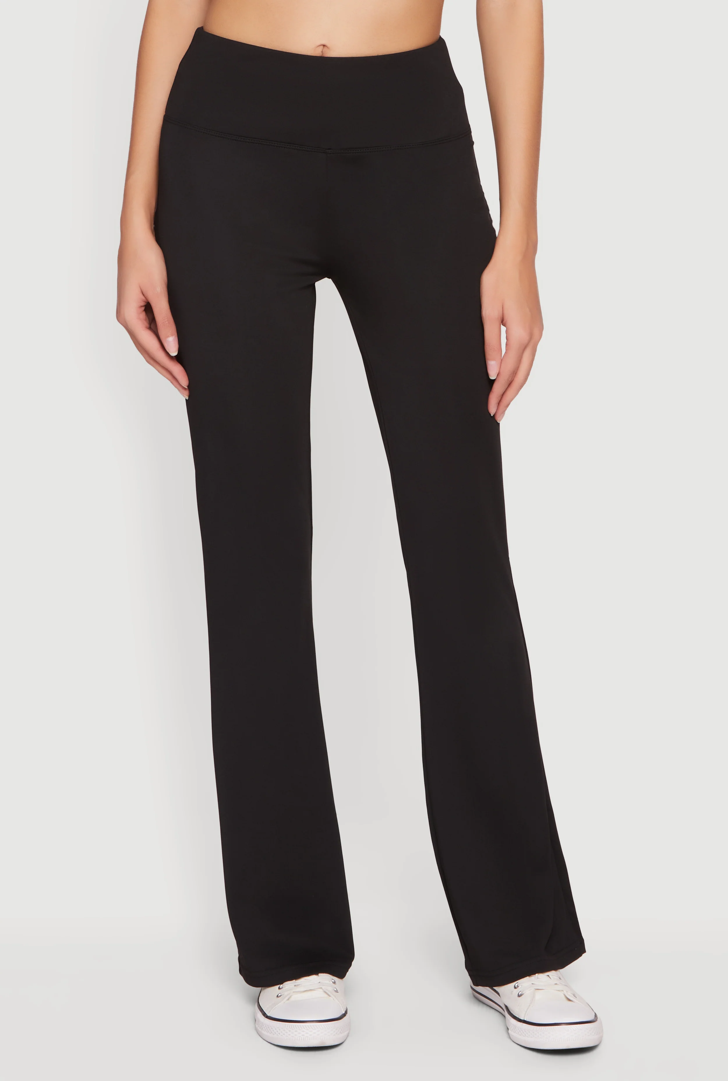 Solid High Waisted Flare Leg Yoga Pants - Image 3