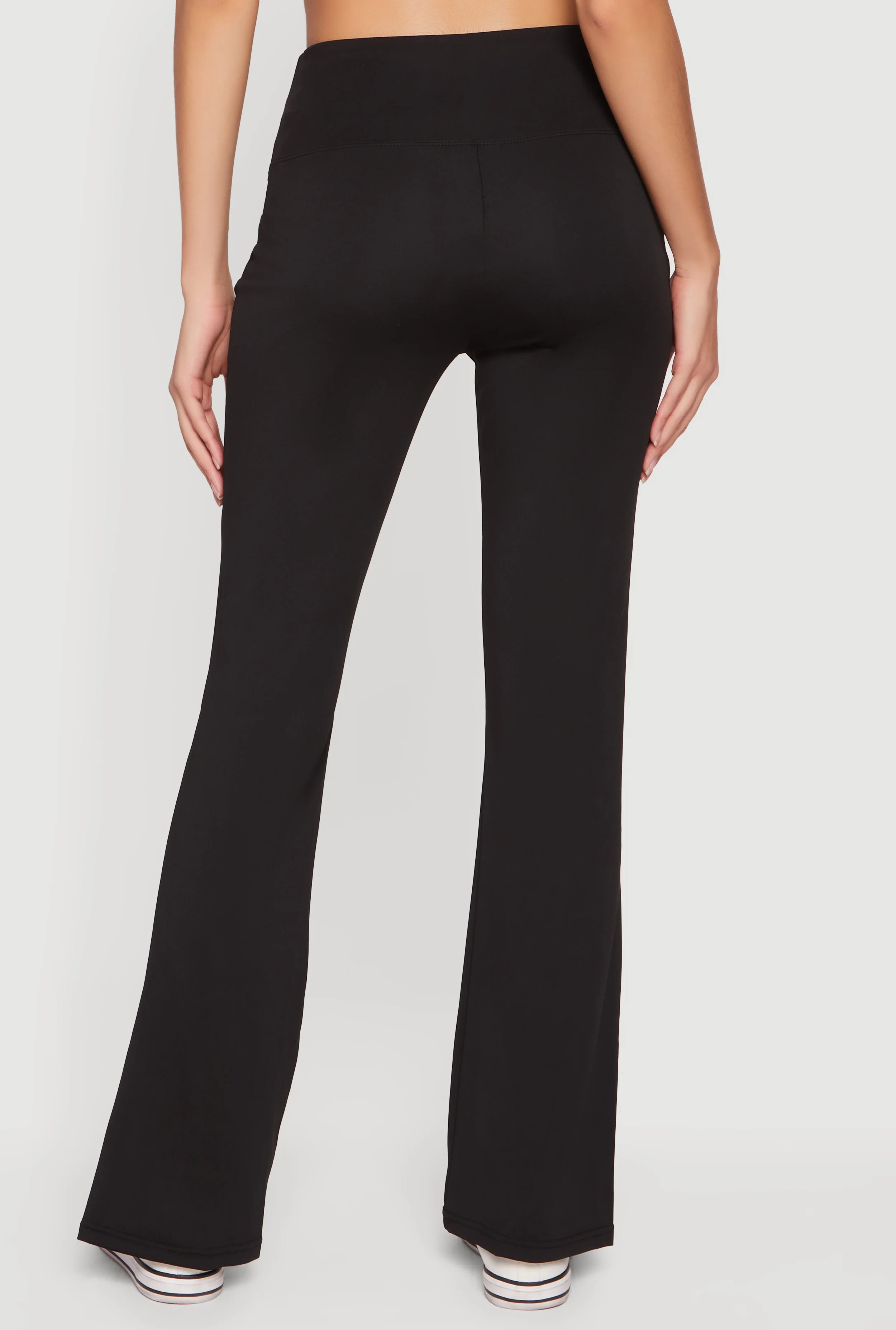 Solid High Waisted Flare Leg Yoga Pants - Image 5
