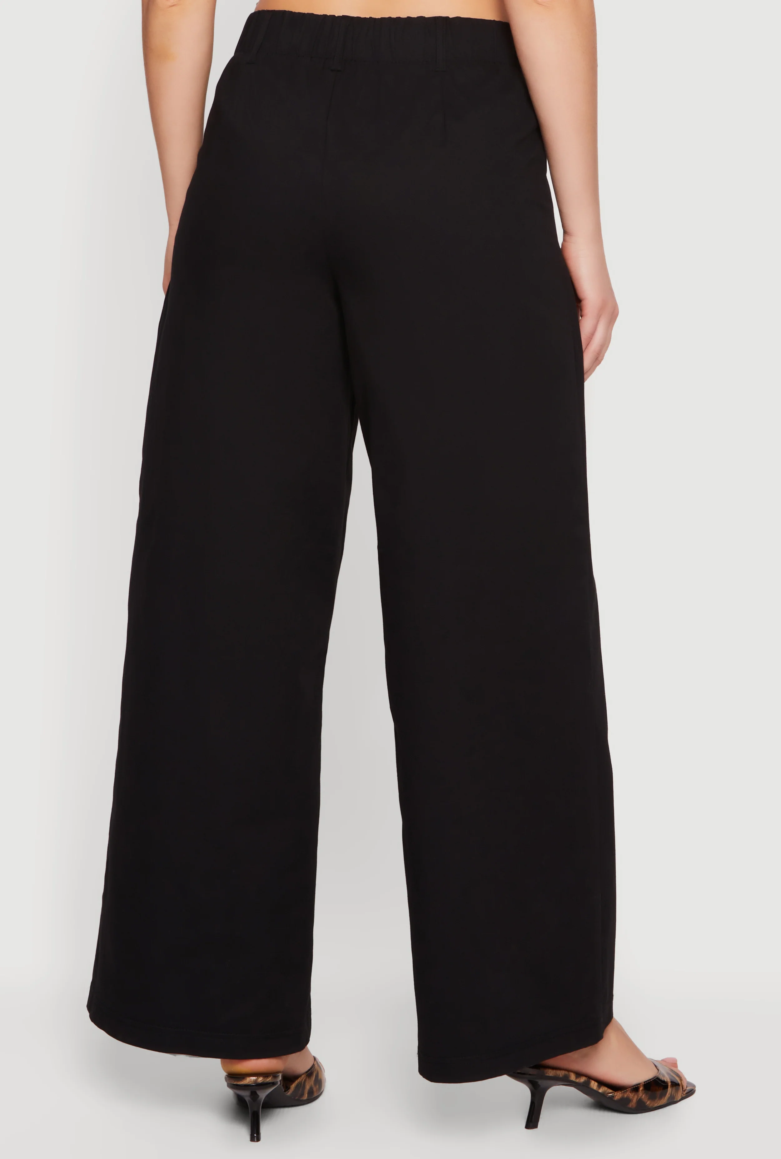 Solid Twill Wide Leg Palazzo Pants - Image 5