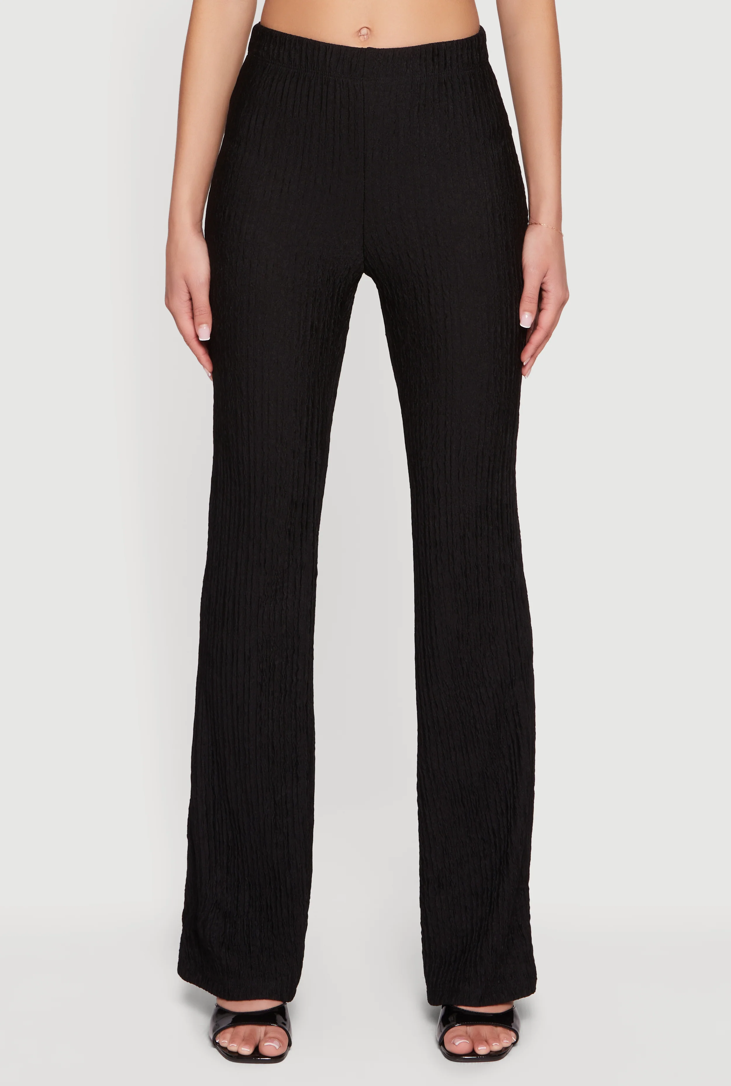 Textured Knit Pull On Slim Leg Pants - Image 3