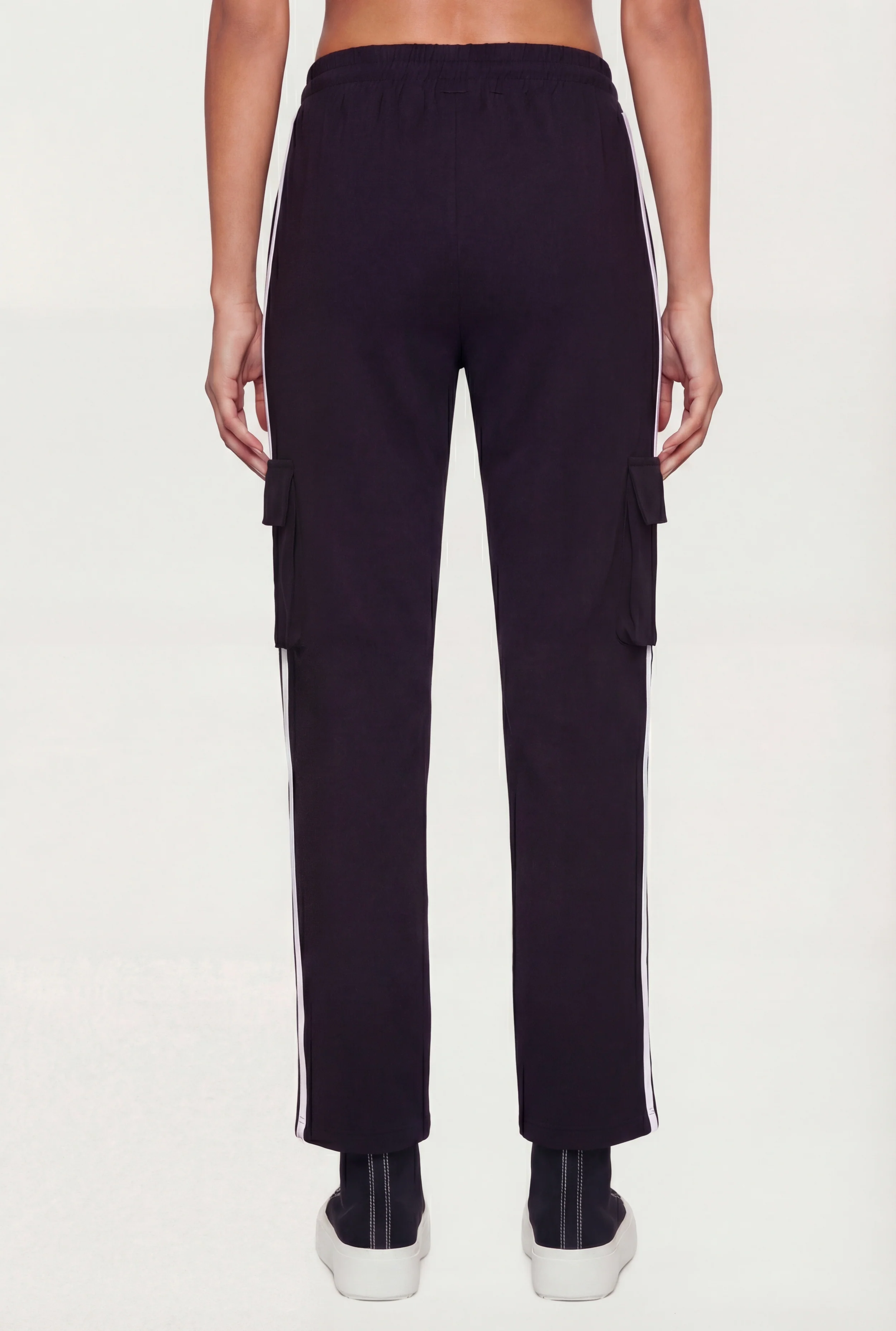 Varsity Stripe Side Drawstring Waist Cargo Track Pants - Image 5