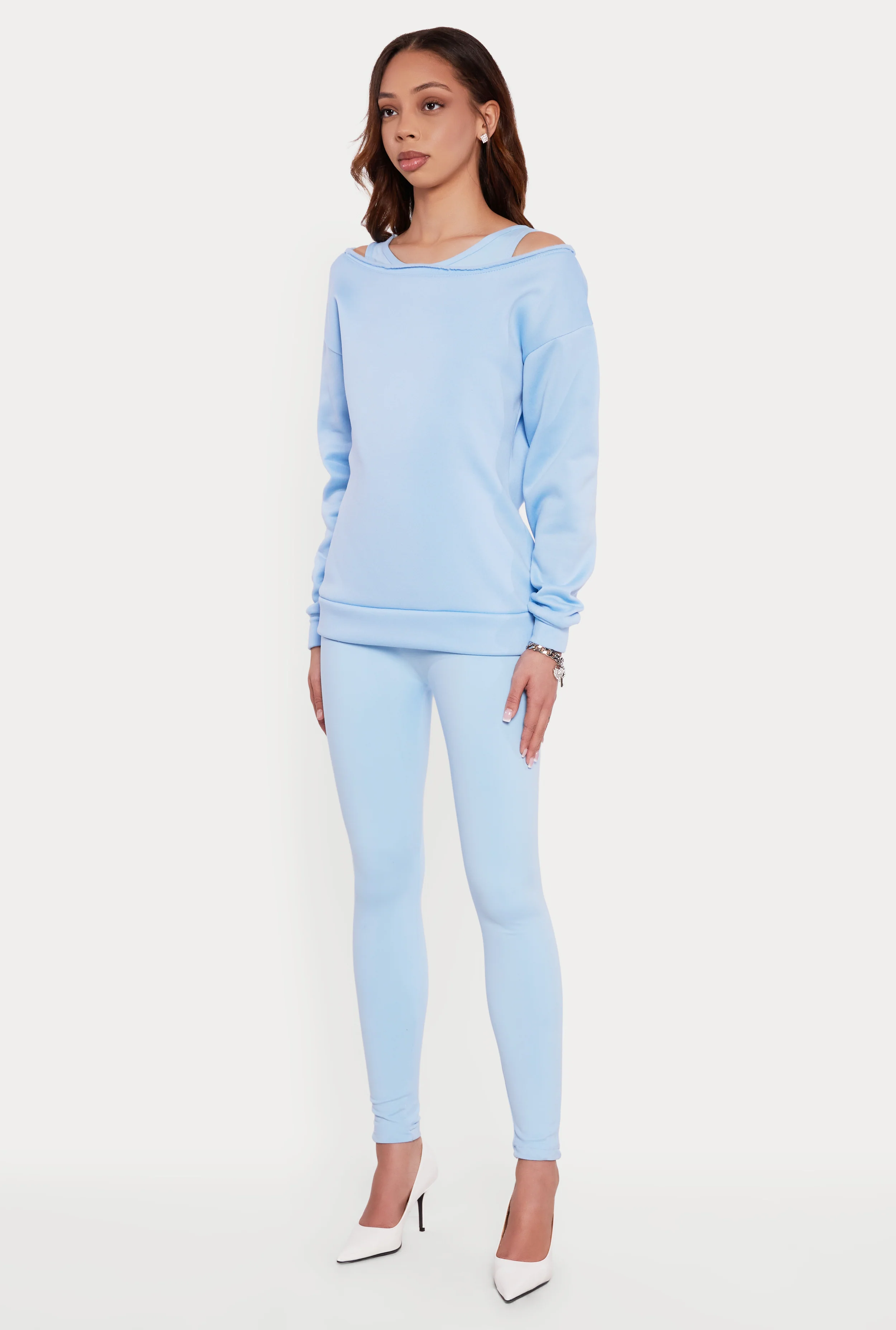 Solid Long Sleeve Boat Neck Pullover - Image 3