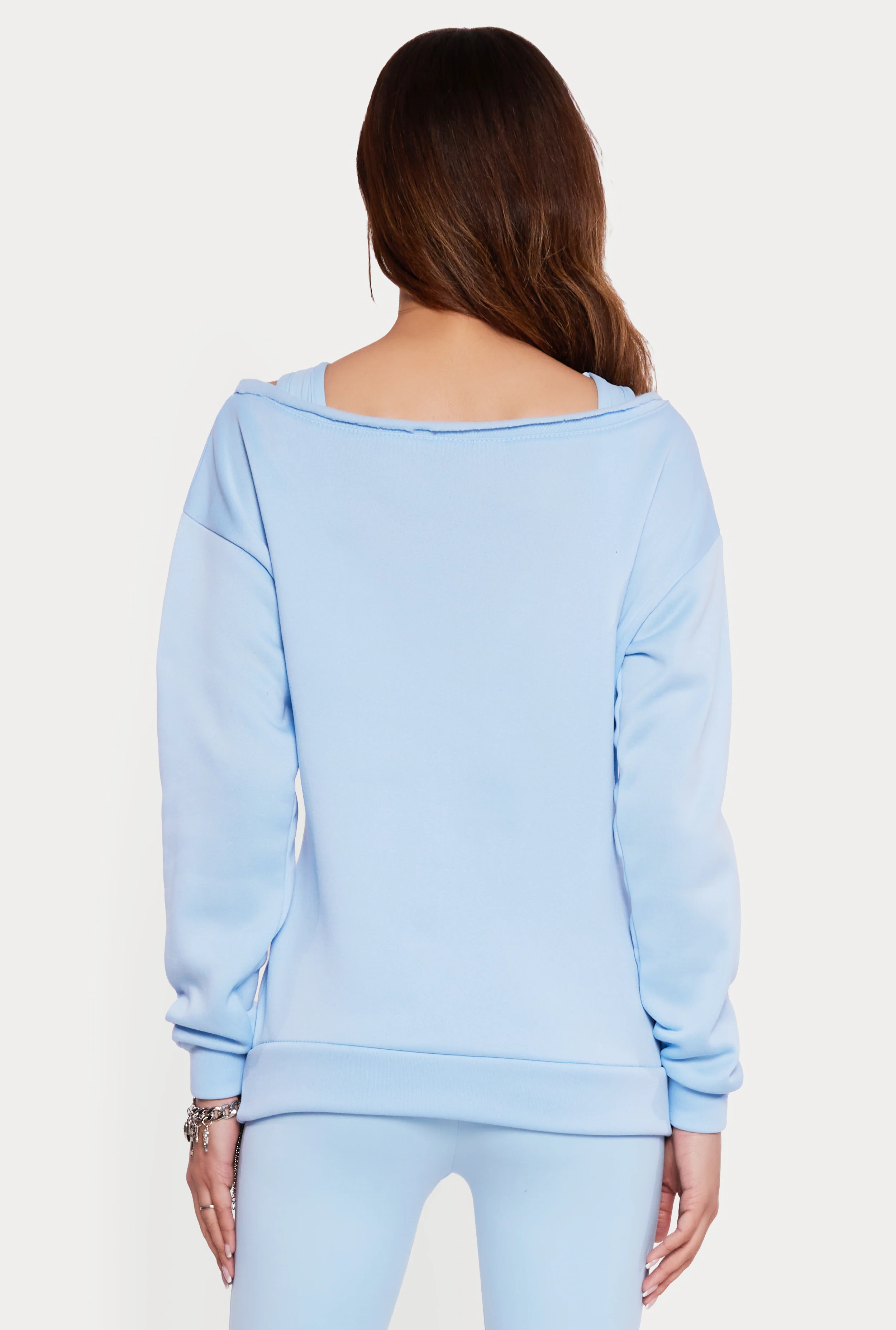 Solid Long Sleeve Boat Neck Pullover - Image 5