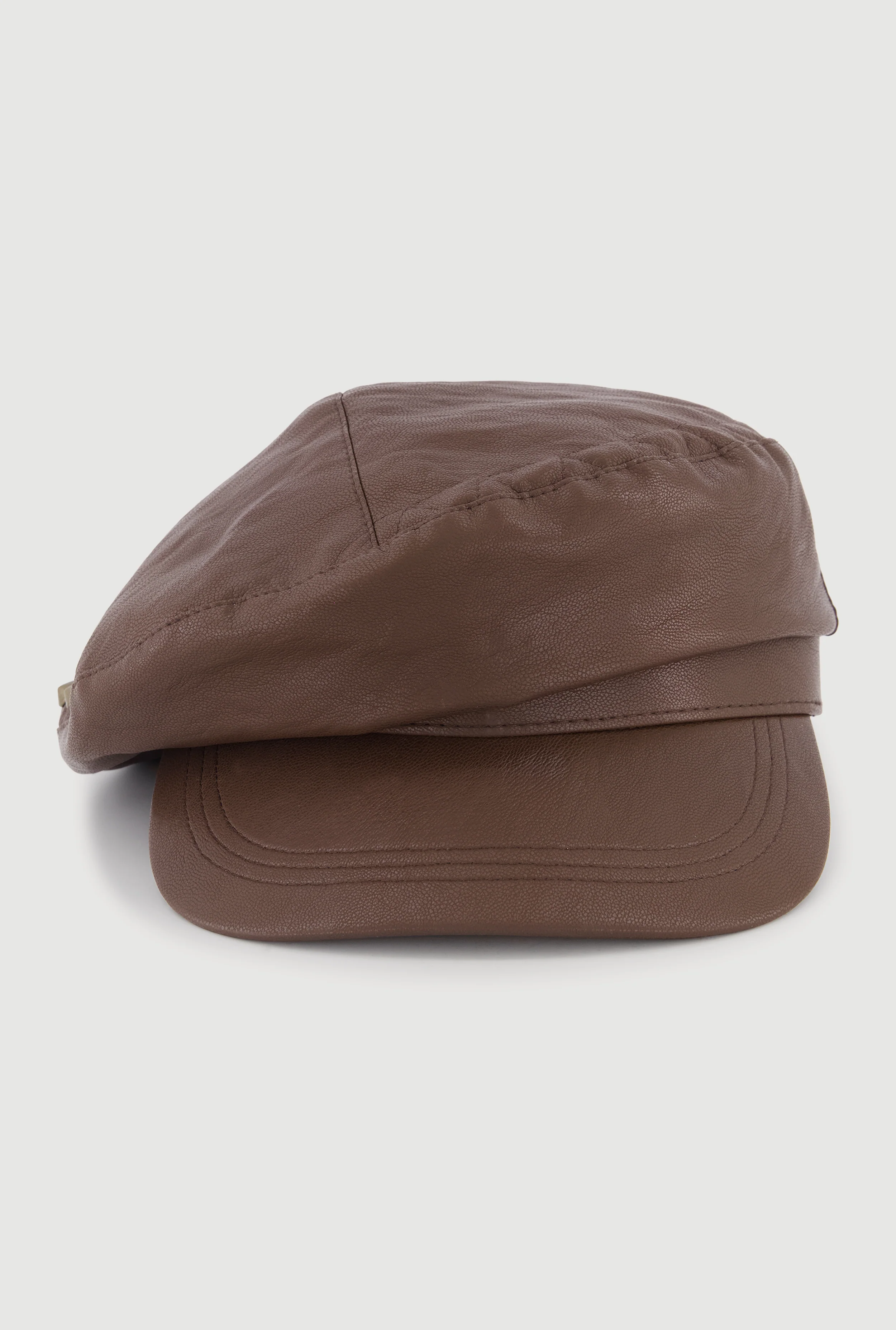 Faux Leather Slouchy Cabbie Hat - Image 5