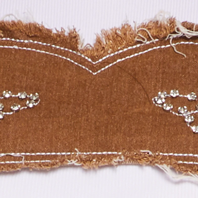 Plus Size Denim Corset Patch Rhinestone Detail Tee - Image 4