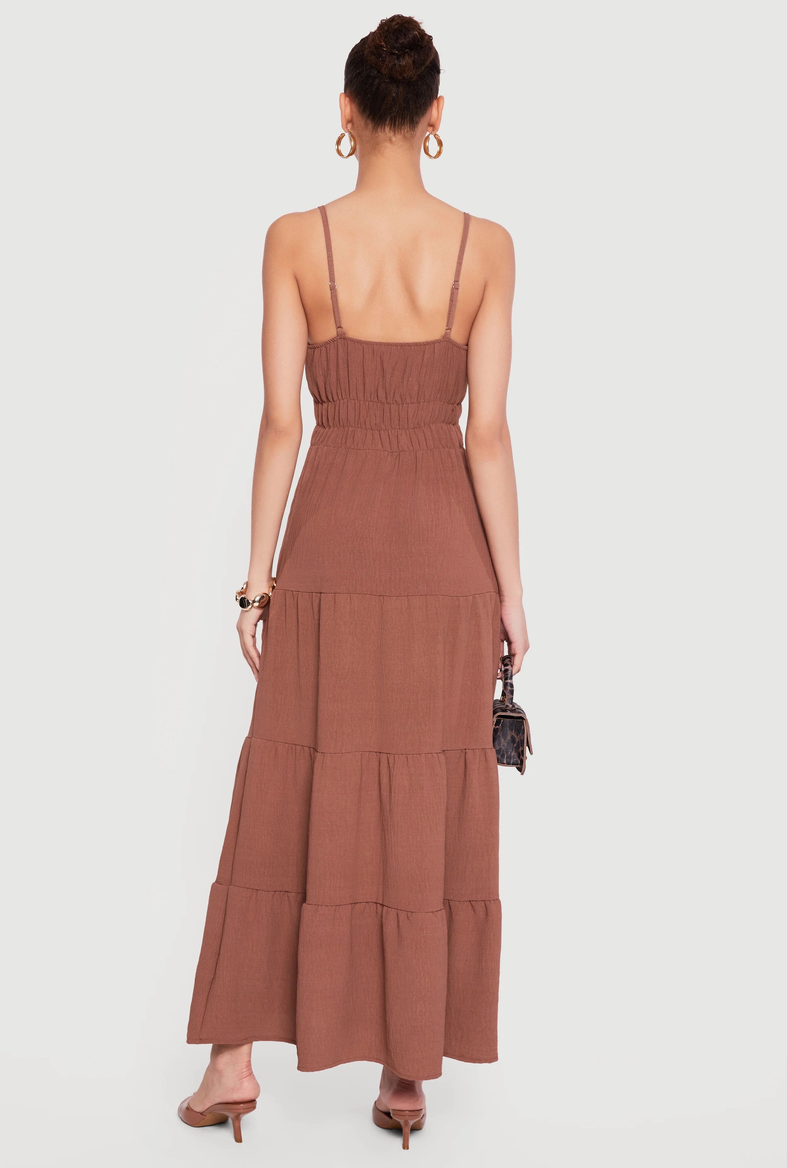 Solid Crepe Knit Tiered Maxi Dress - Image 3