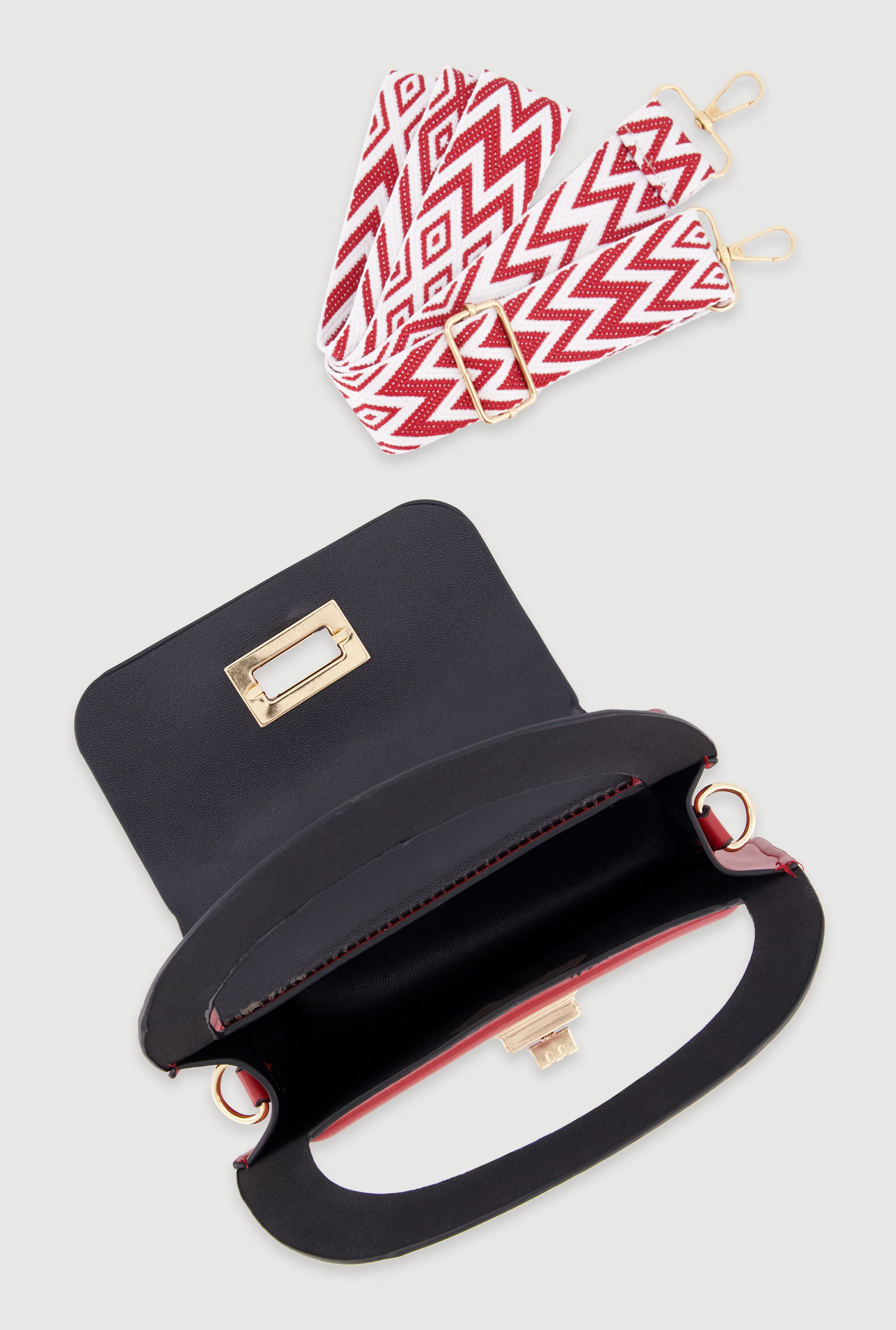 Chevron Strap Convertible Crossbody Handbag - Image 6