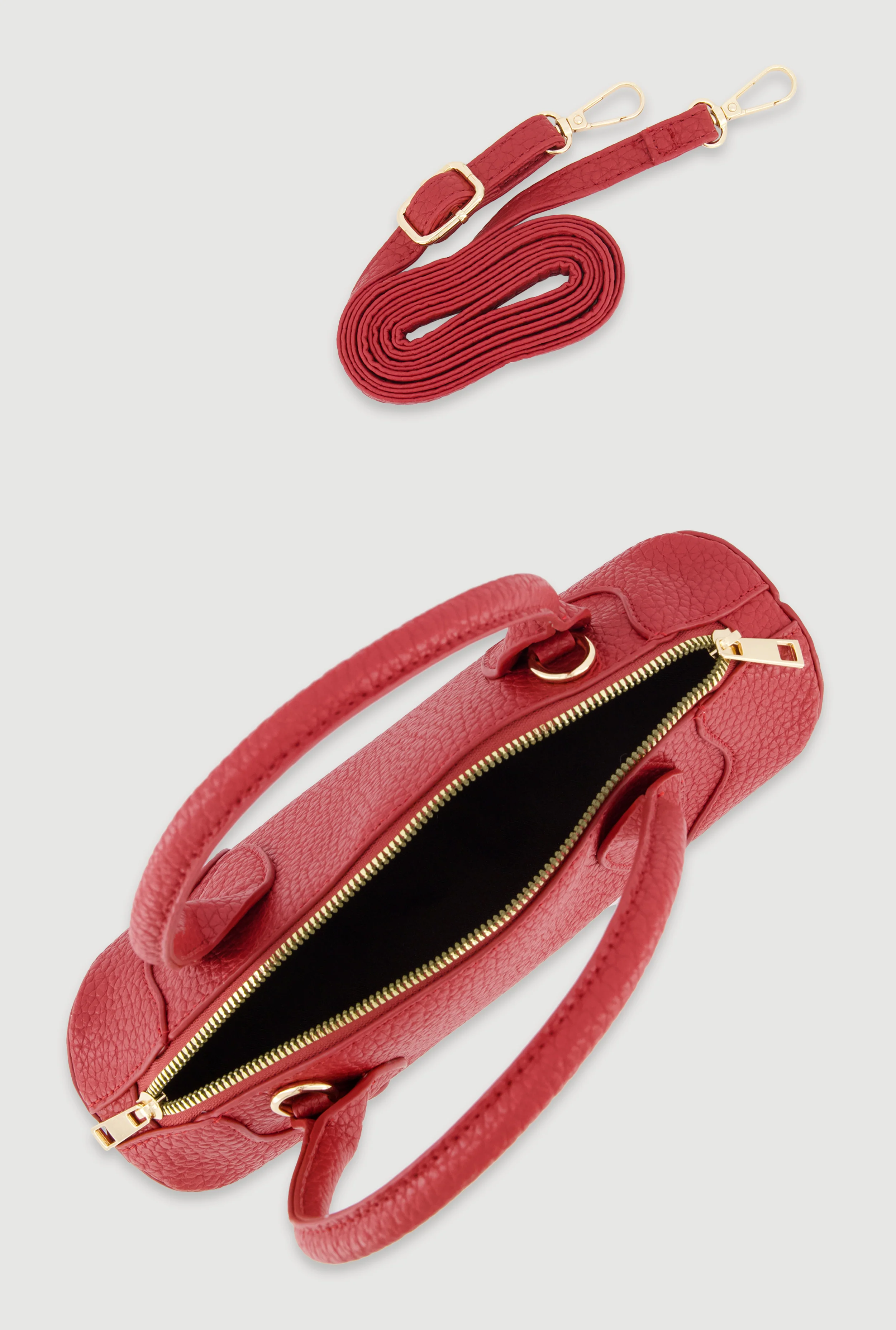 Faux Leather Top Handle Convertible Crossbody Bag - Image 6