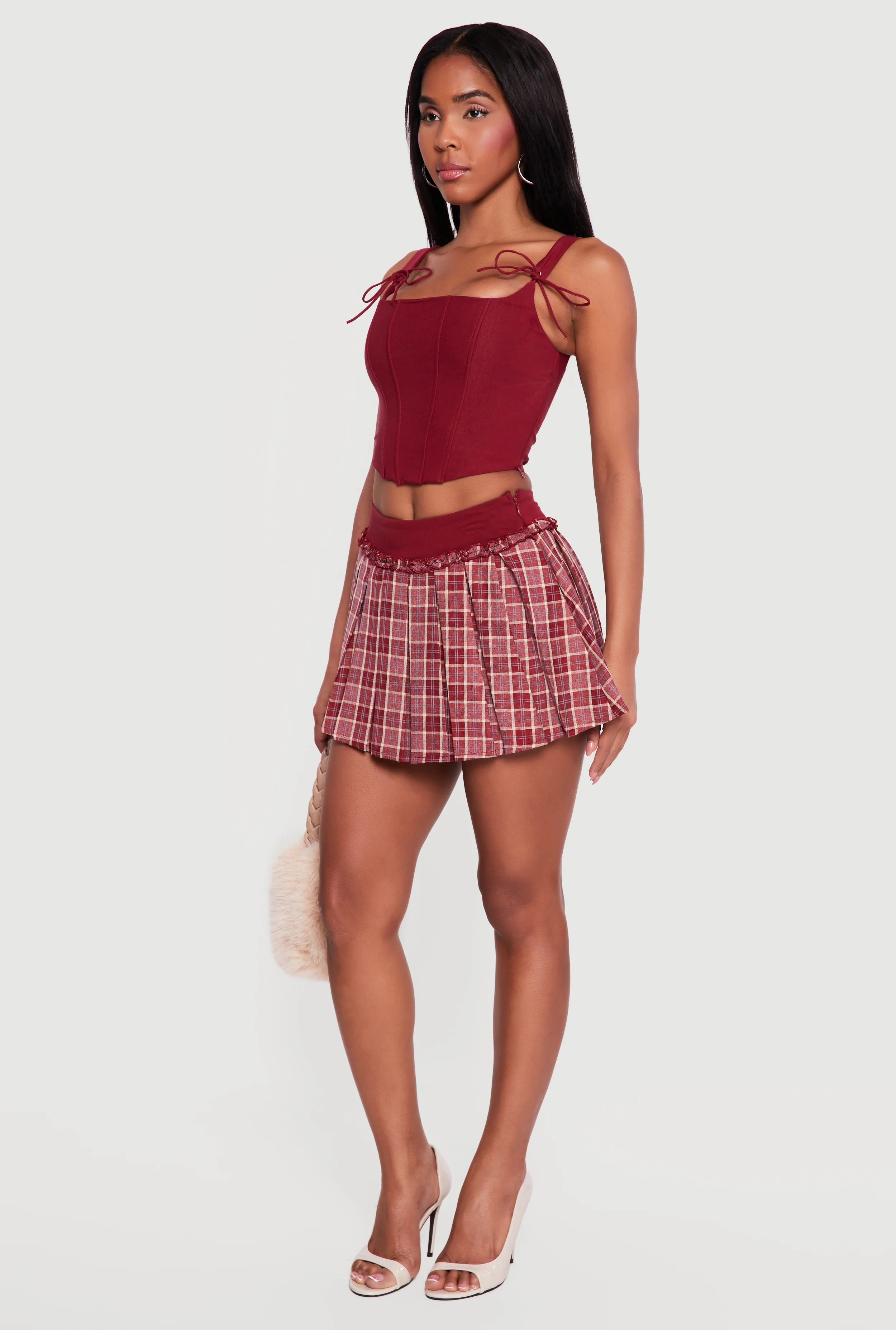 Tie Strap Cropped Corset Top - Image 3