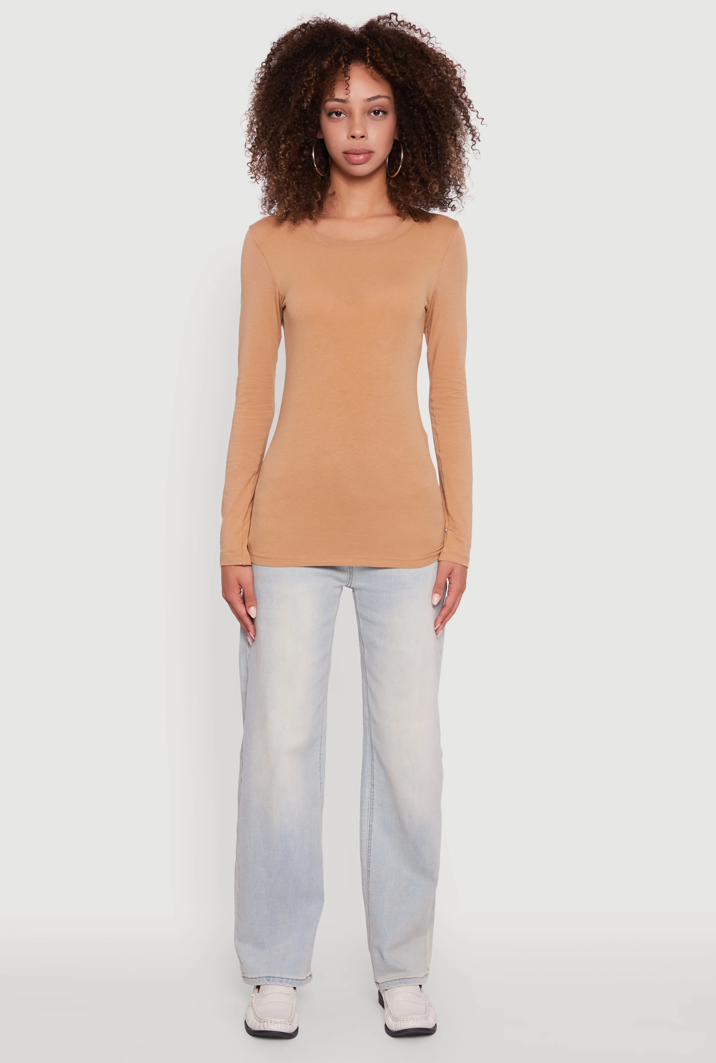 Basic Crew Neck Long Sleeve Tee - Image 3