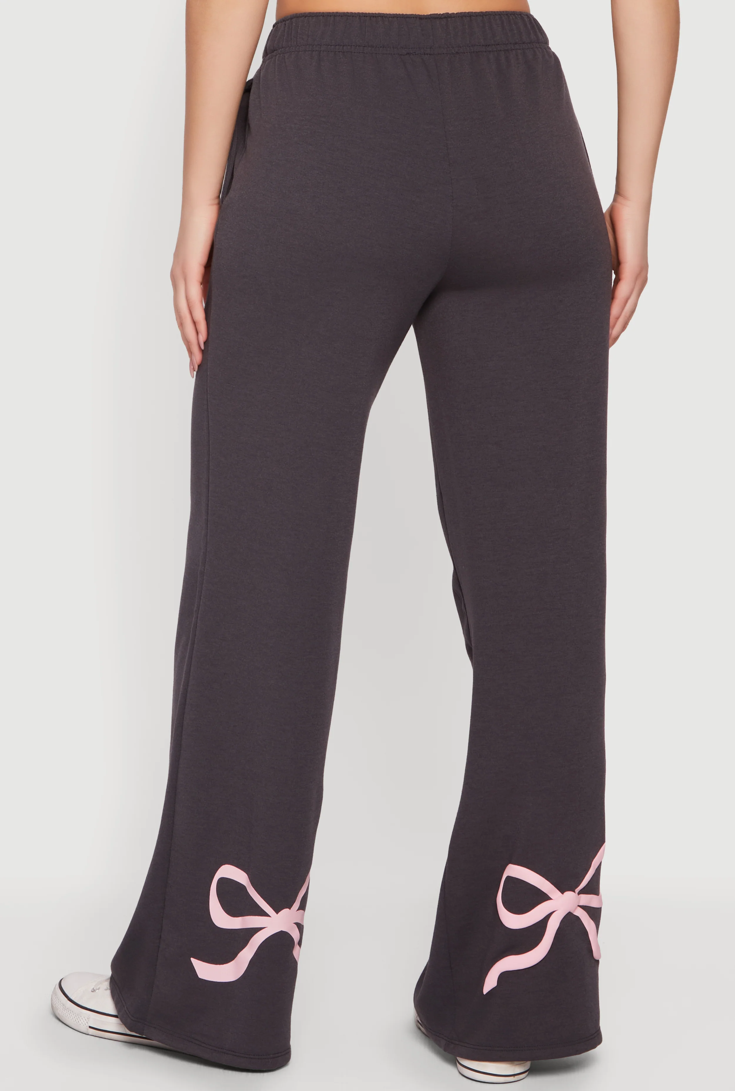 Bow Graphic High Waisted Wide Leg Sweatpants - Image 5