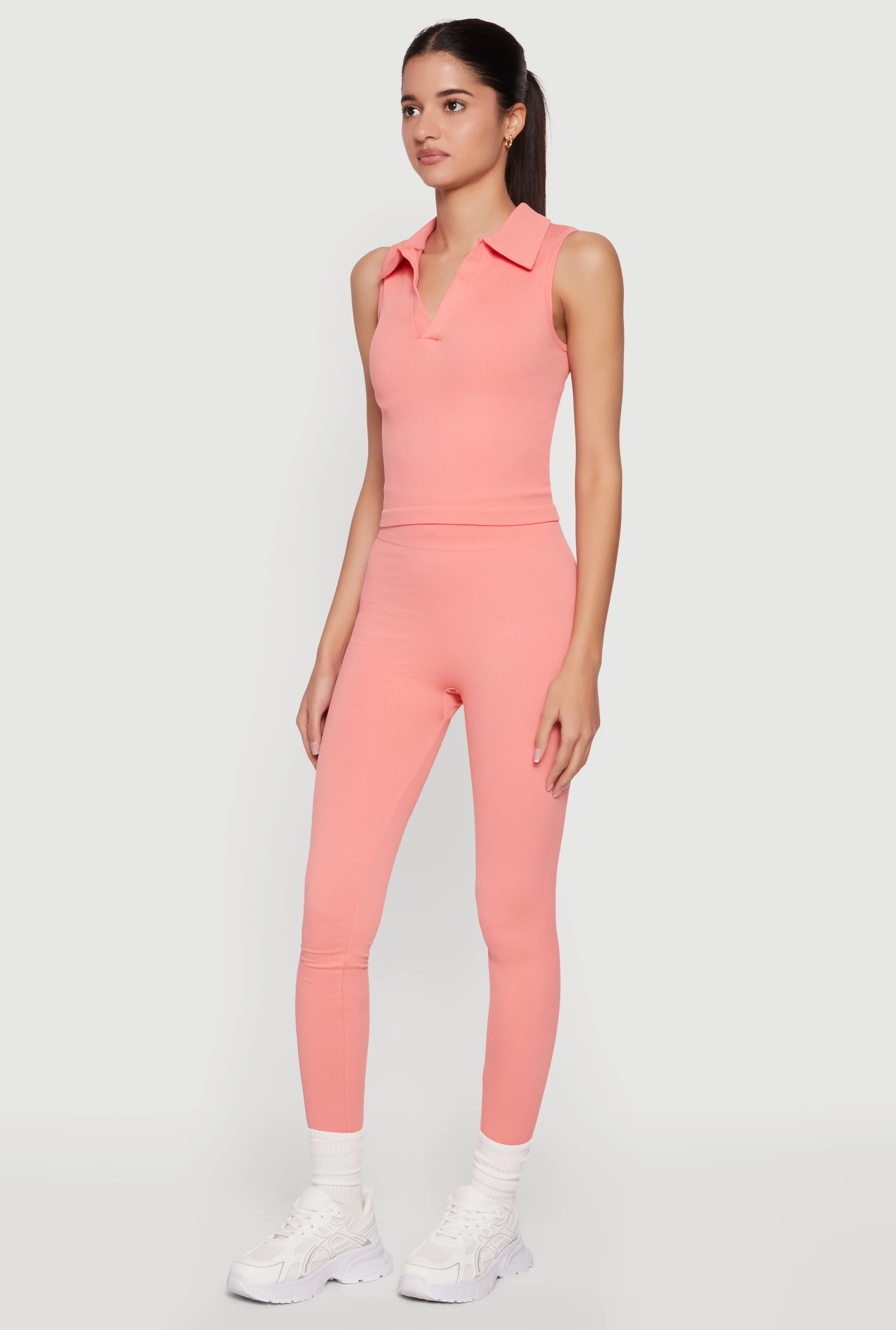 Seamless Sleeveless Johnny Collar Top - Image 3