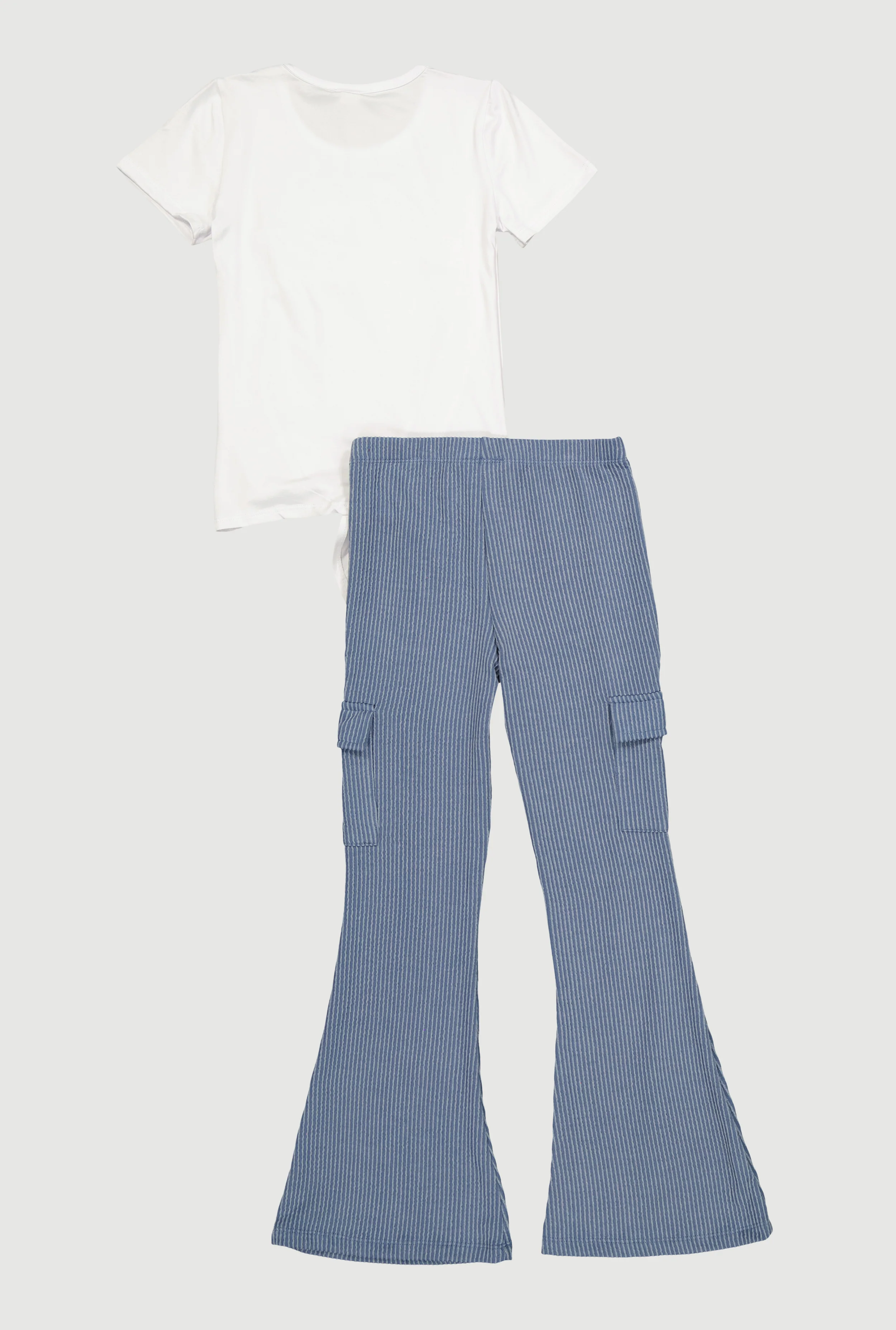Girls Be Real Not Perfect Graphic Tee and Cargo Flare Pants - Image 3