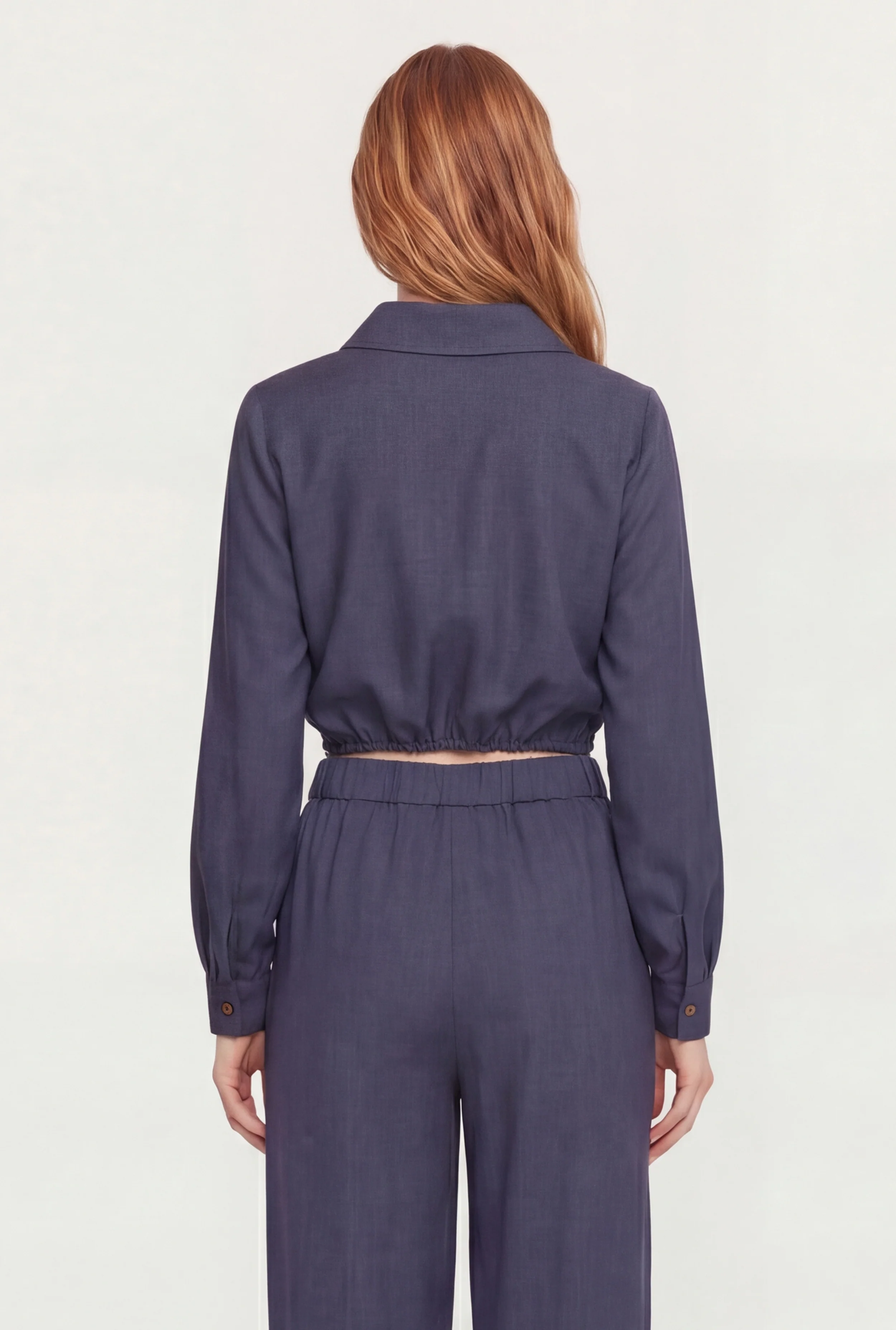 Open Tie Front Long Sleeve Crop Top - Image 5