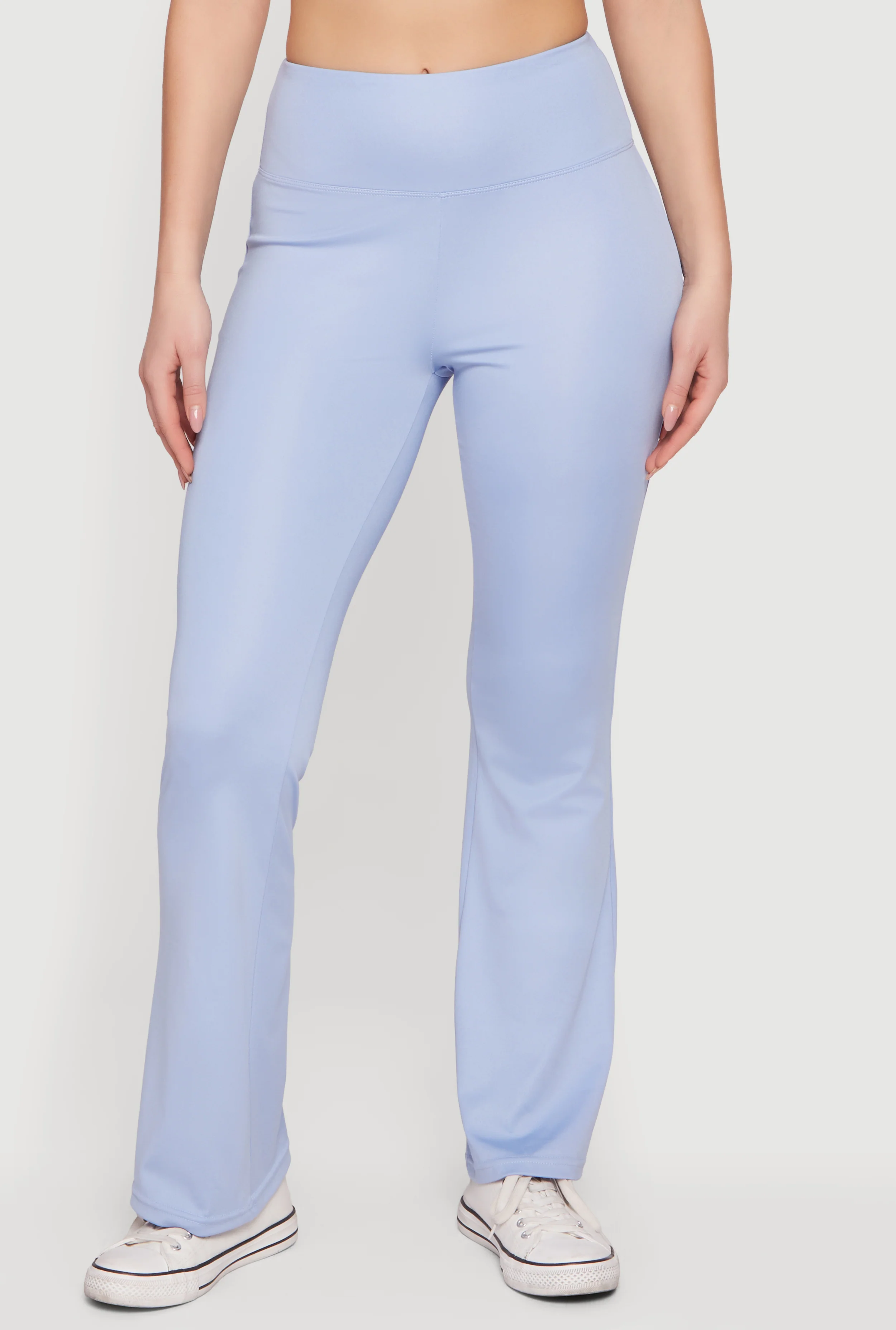 Solid High Waisted Flare Leg Yoga Pants - Image 3