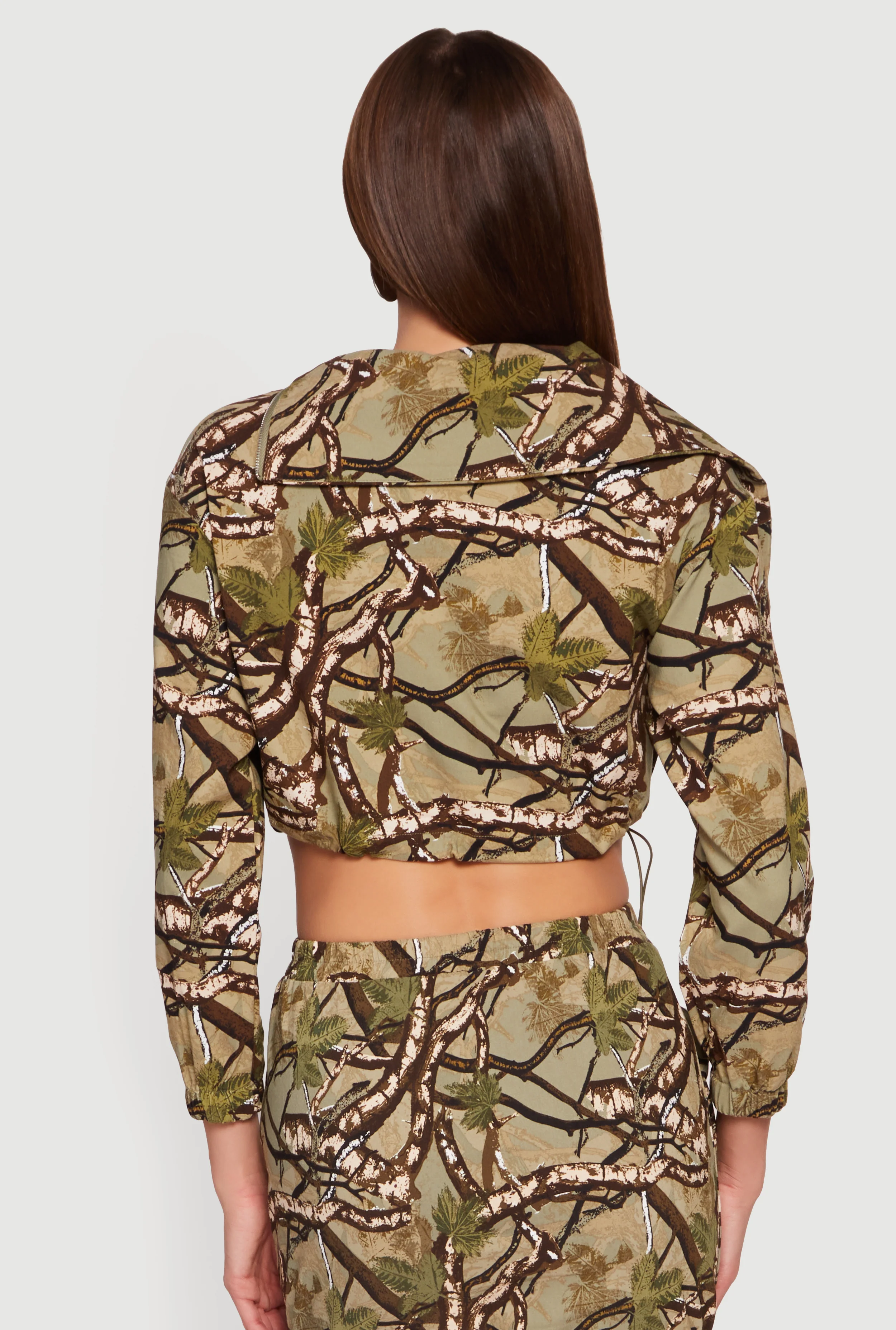 Asymmetrical Zip Front Cropped Jacket - Image 5