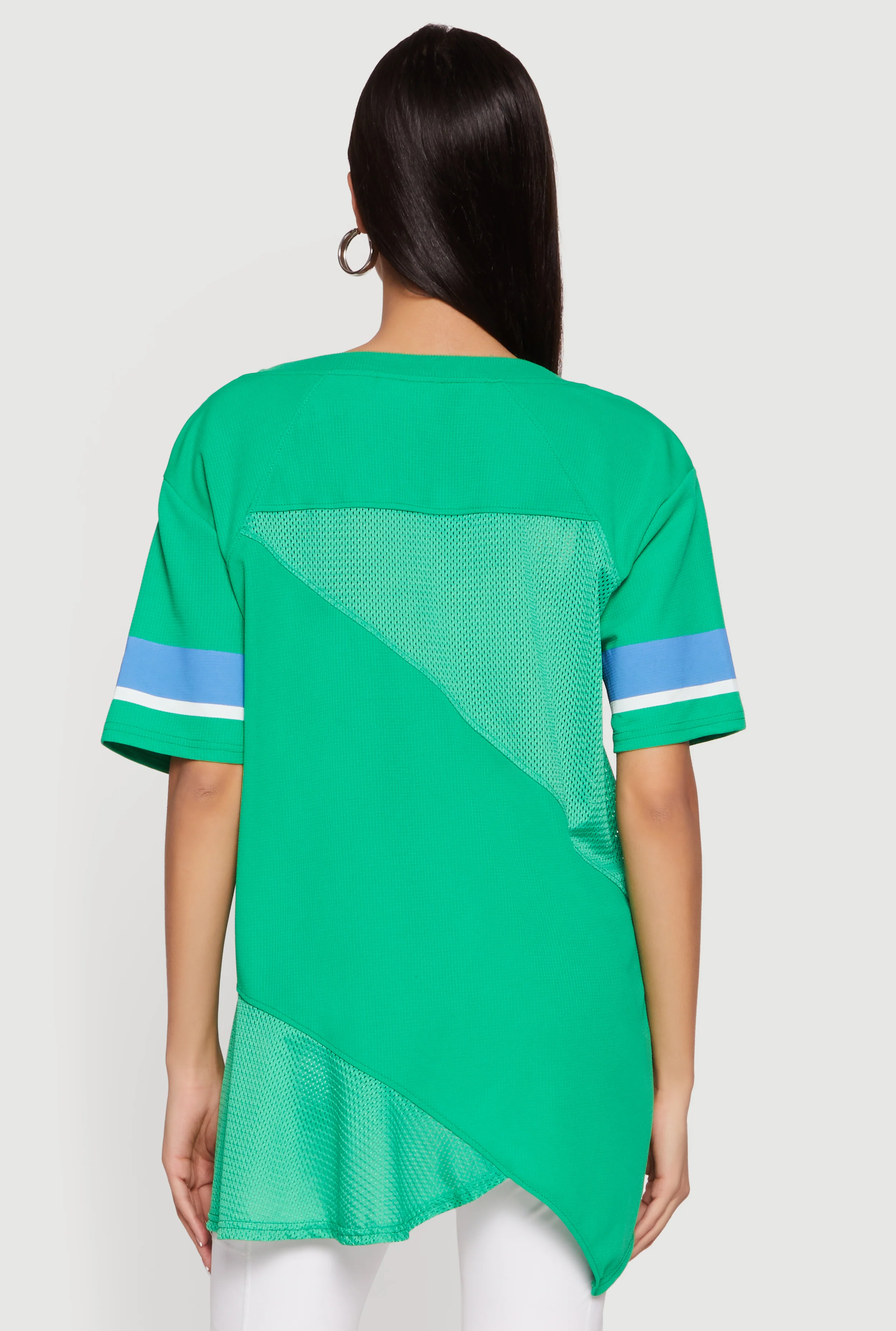 Oversized Patchwork Graphic Mesh Jersey - Image 5