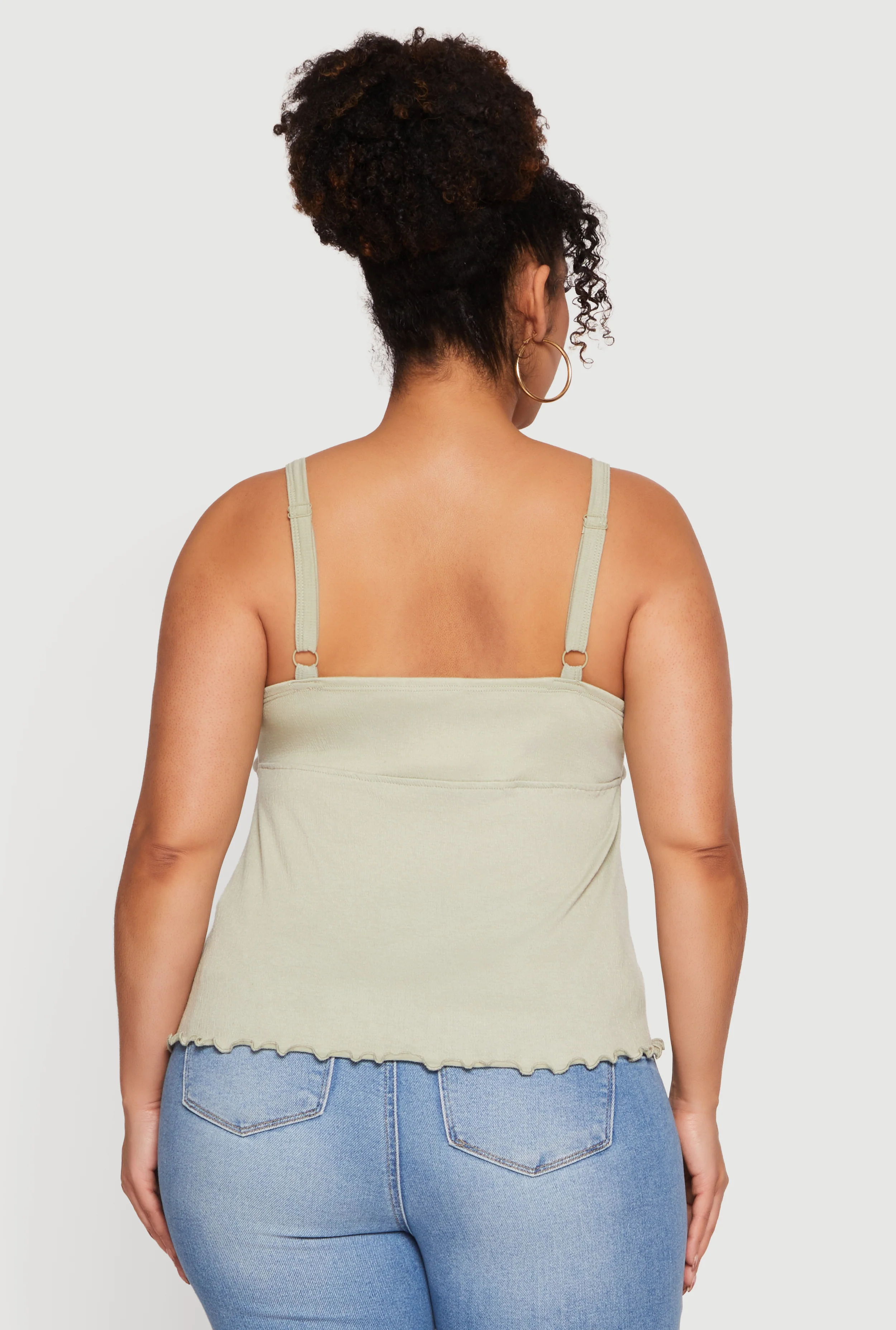 Plus Size Lettuce Edge Padded Textured Knit Blouse - Image 5