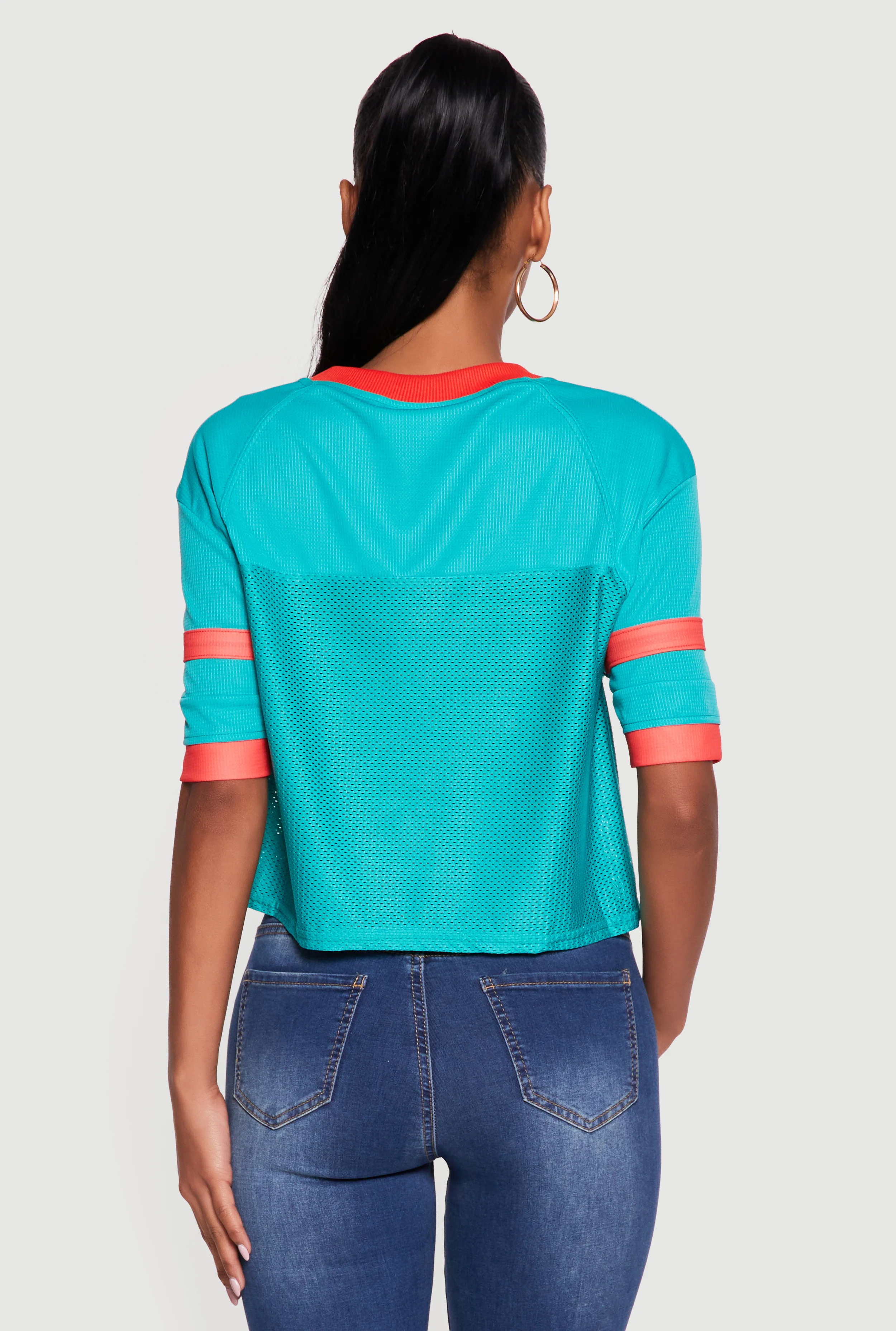 Varsity Stripe Detail Short Sleeve Jersey Top - Image 5