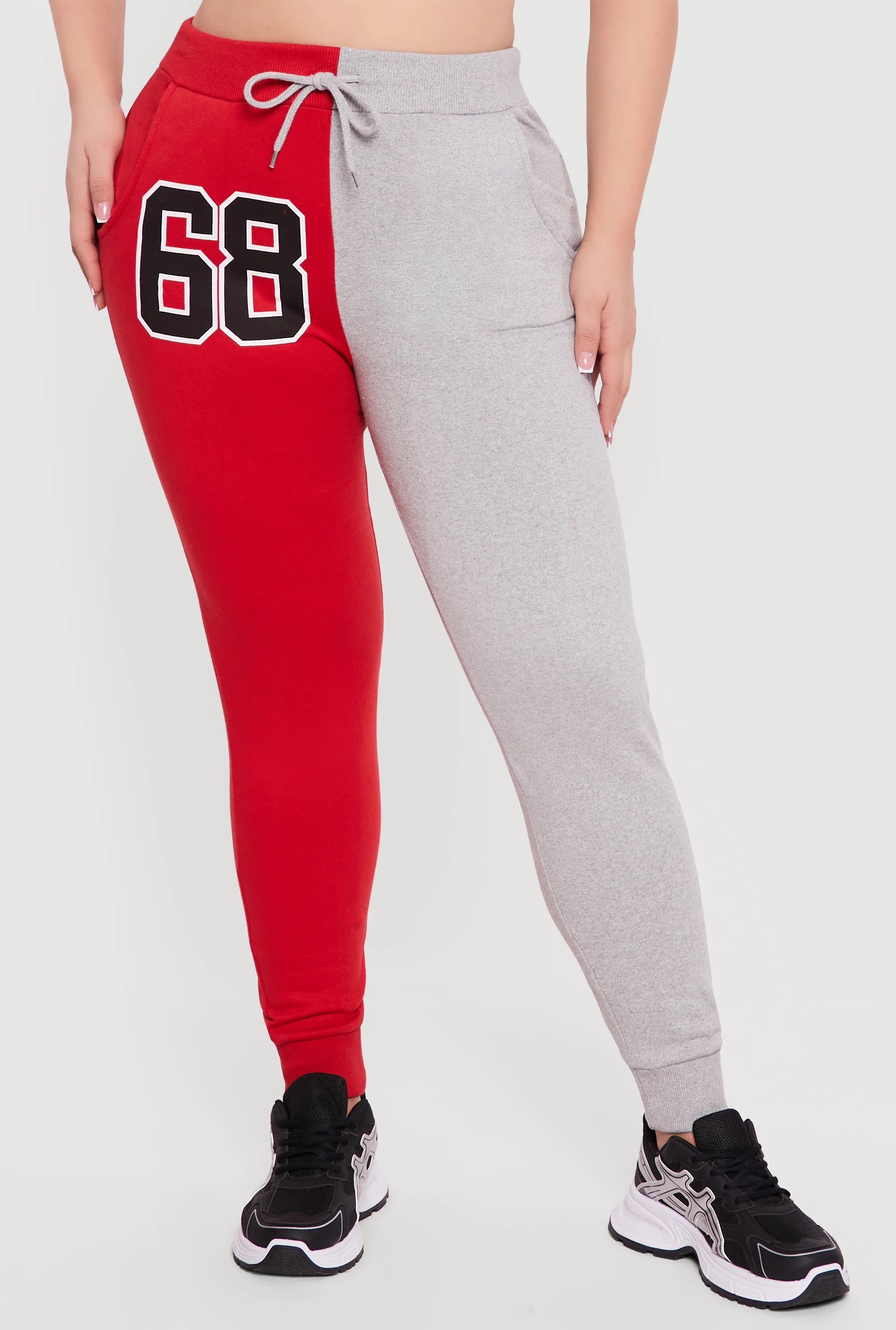 Plus Size 68 Color Blocked Fleece Joggers - Image 3