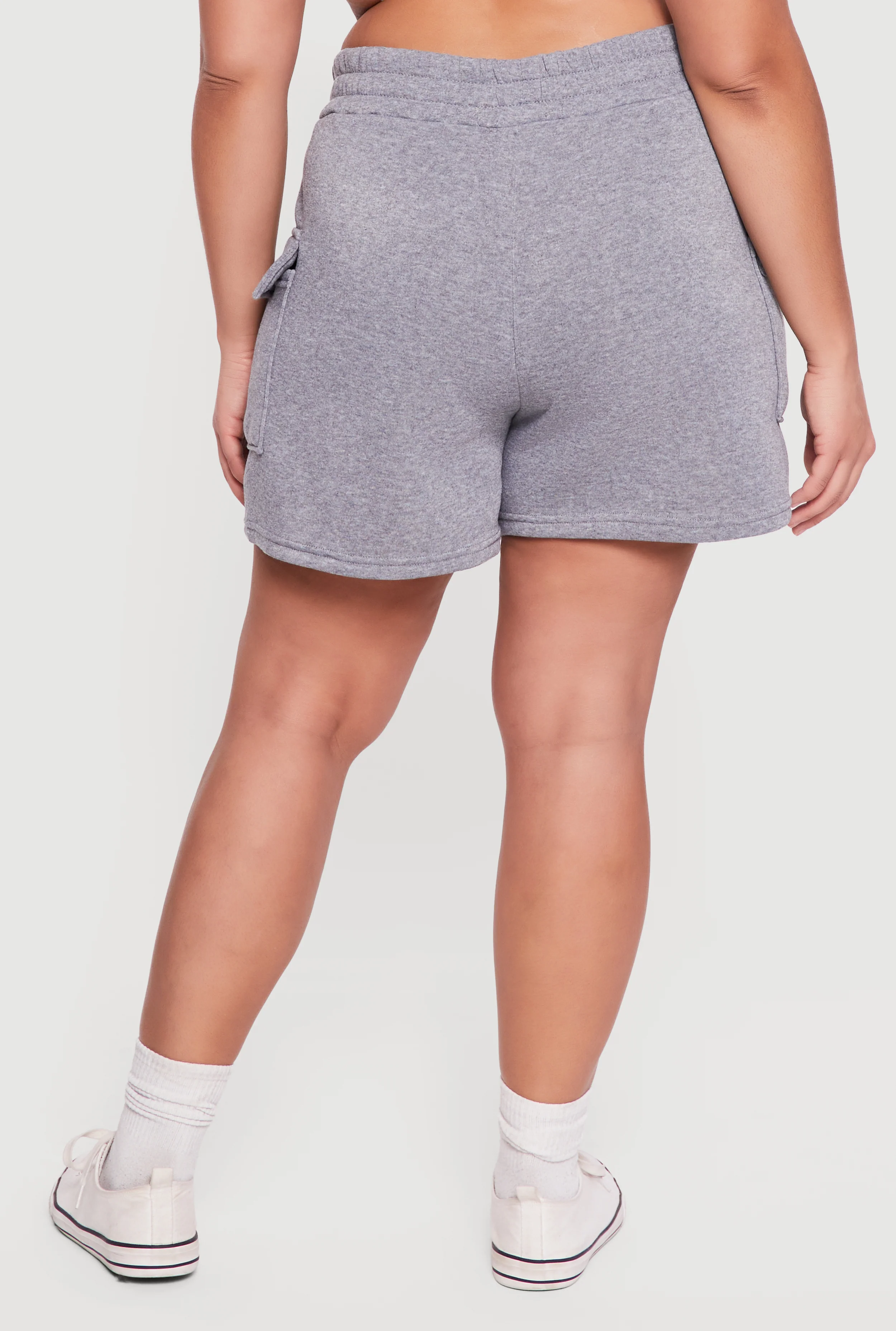 Plus Size High Waisted Fleece Cargo Shorts - Image 5
