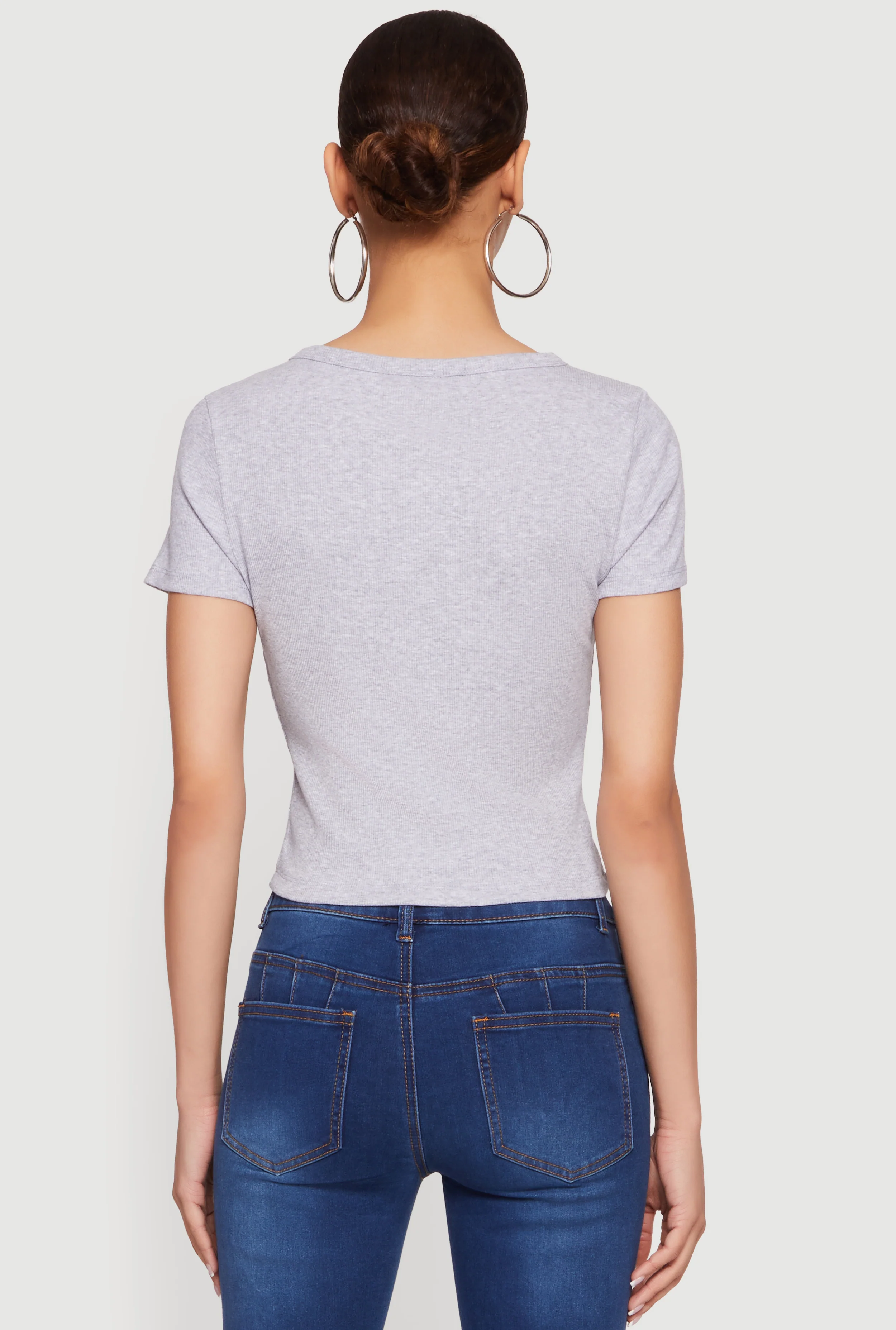 Ribbed Knit Button Front Crop Top - Image 5
