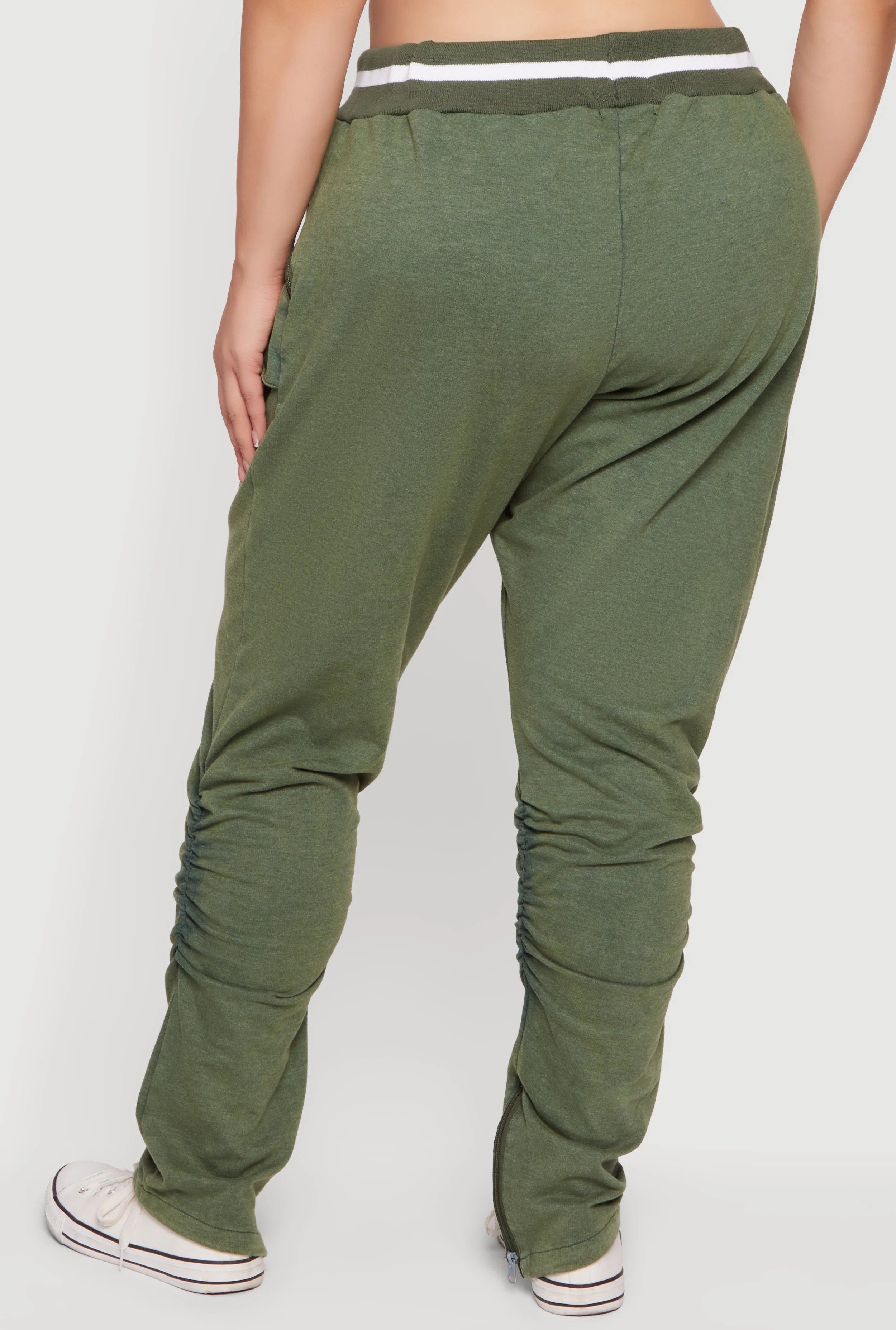 Plus Size Acid Wash Stacked Sweatpants with Zip Pockets - Image 5