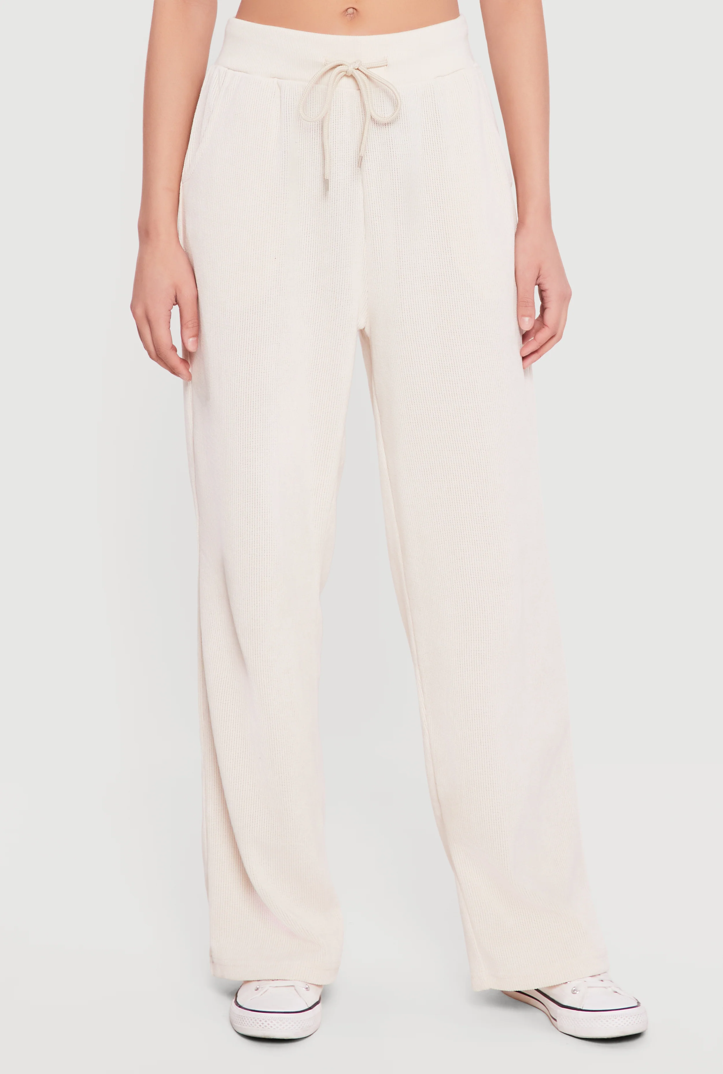 Drawstring Ribbed Knit Pants - Image 3