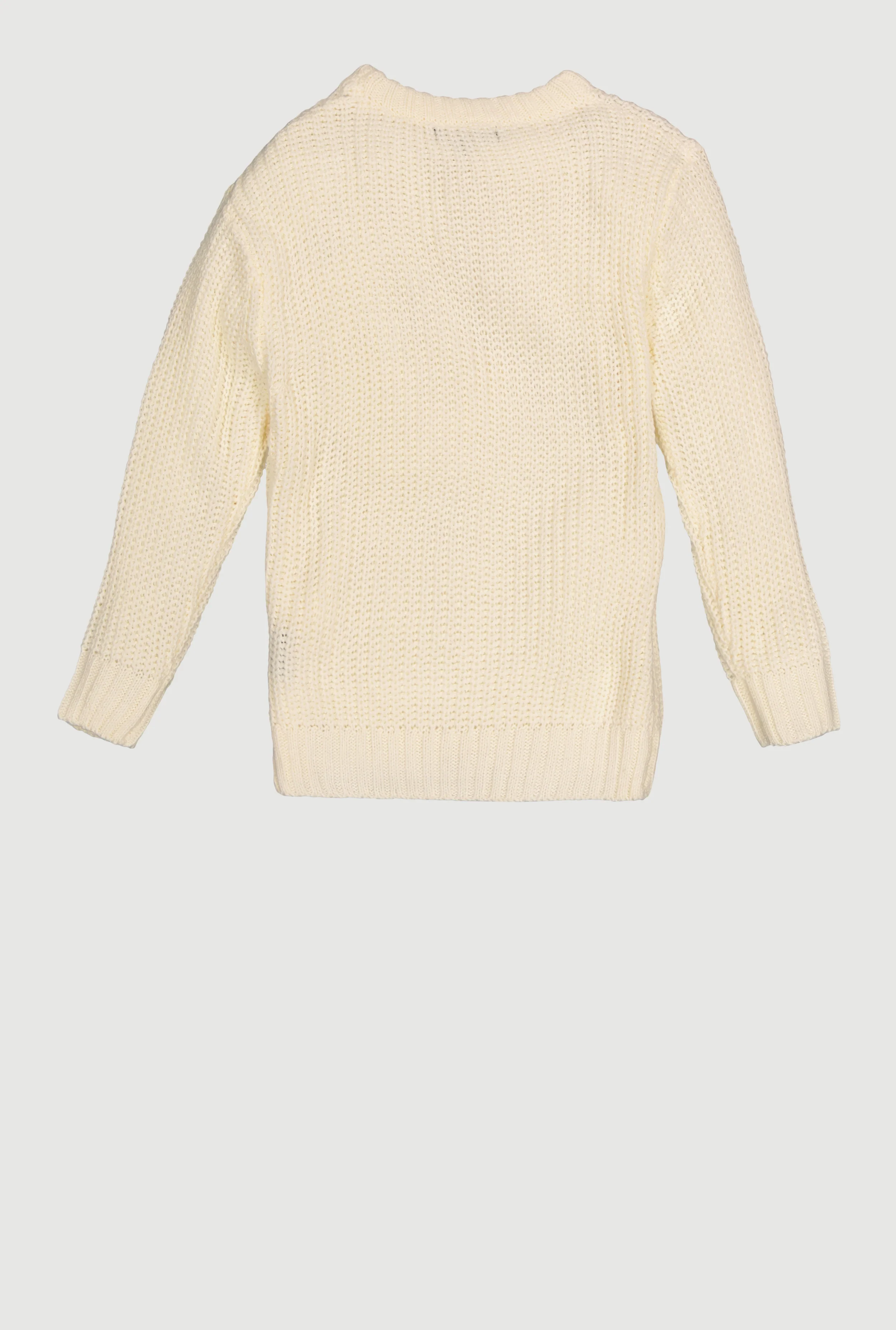Little Girls Bow Detail Long Sleeve Crew Neck Sweater - Image 3