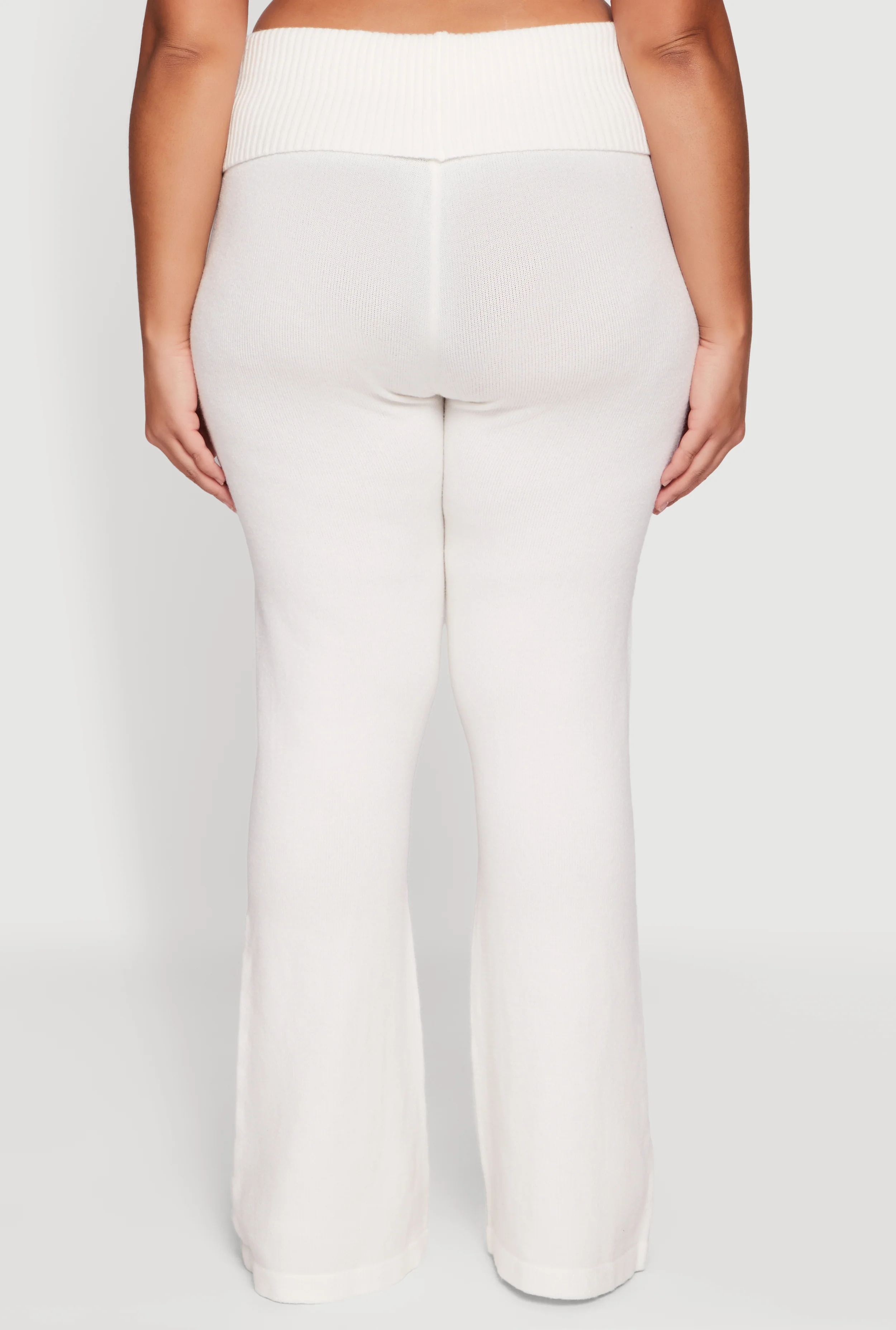 Plus Size Fold Over Pull On Flare Pants - Image 5