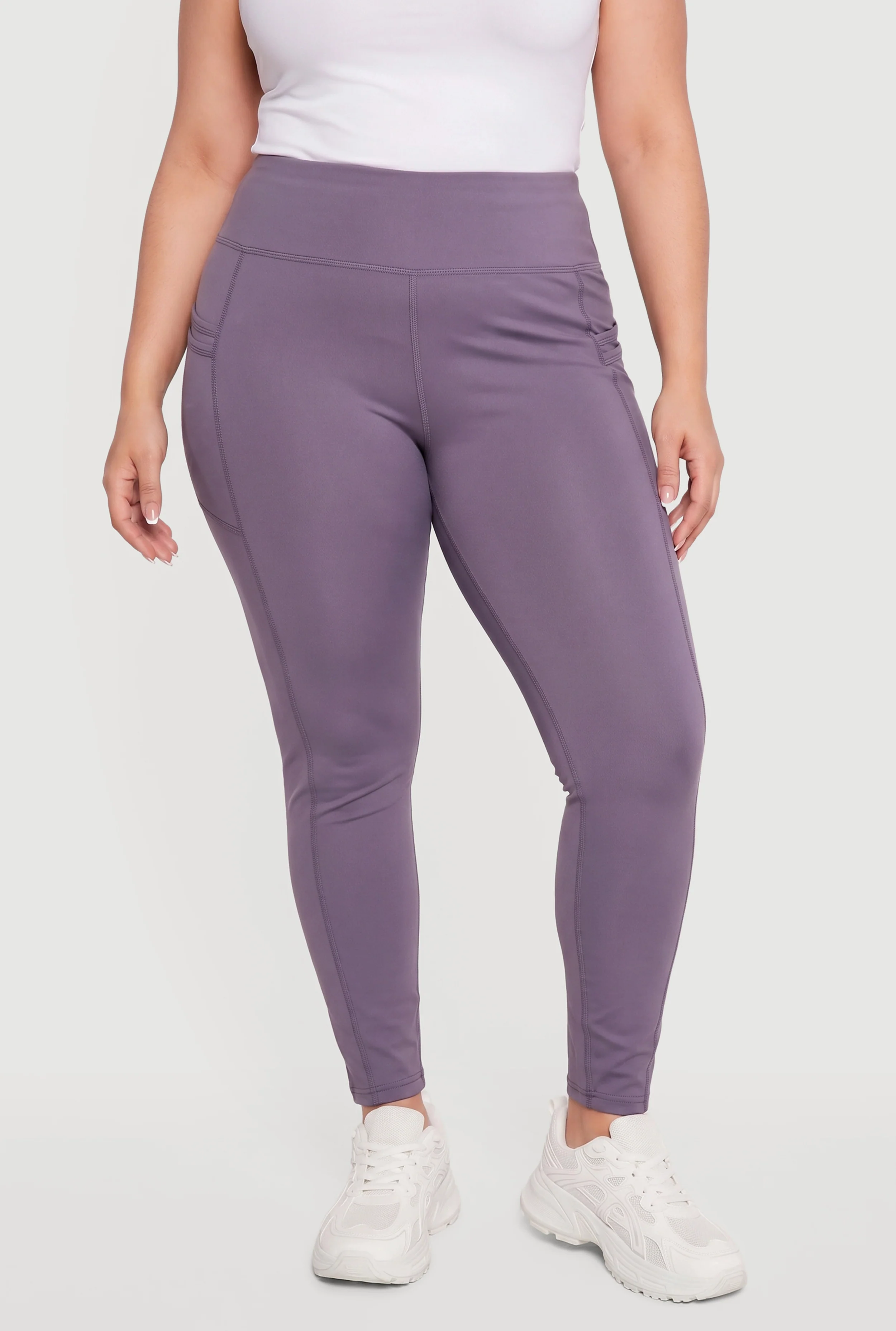 Plus Size High Waist Leggings with Cell Phone Pockets - Image 3