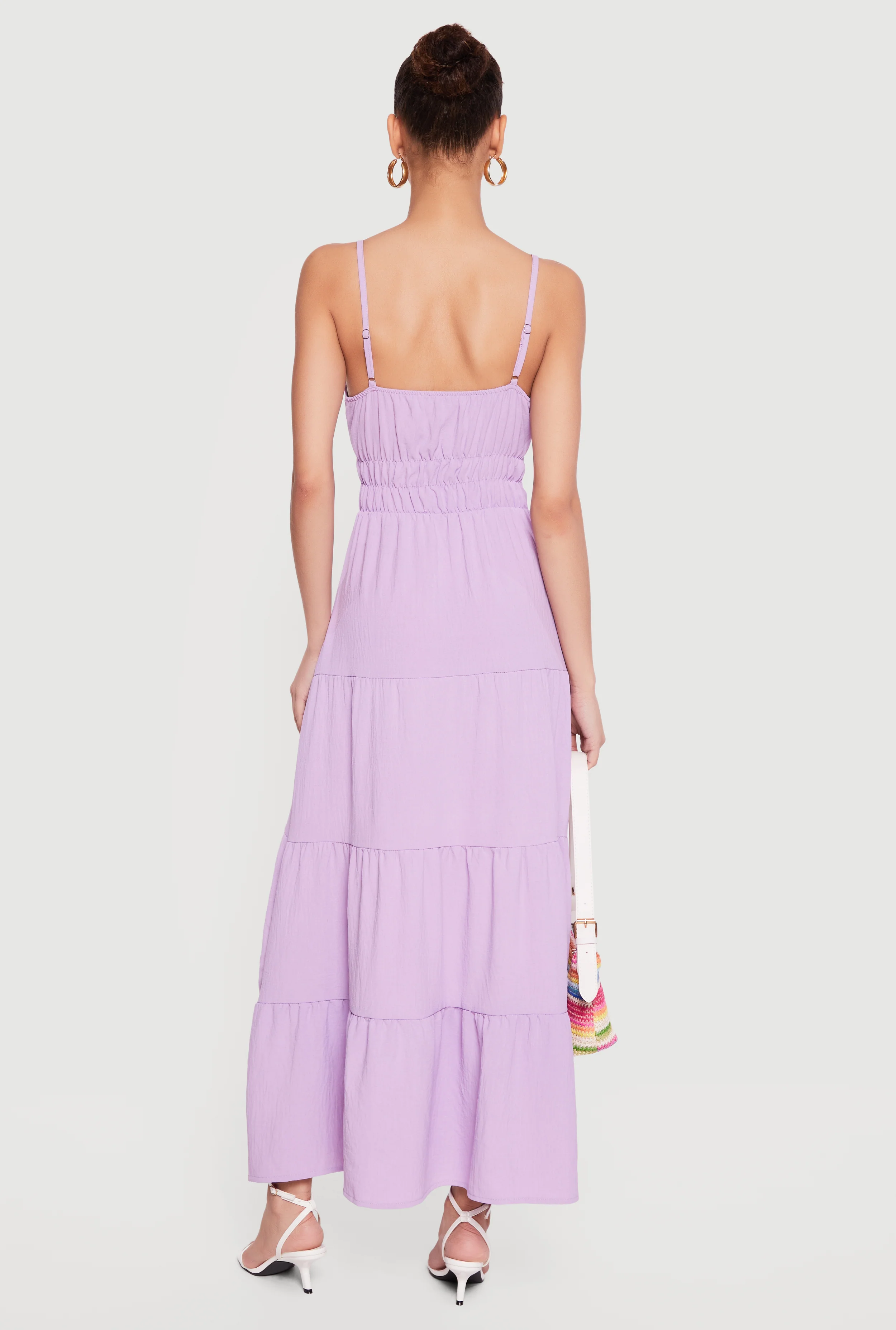 Solid Crepe Knit Tiered Maxi Dress - Image 3