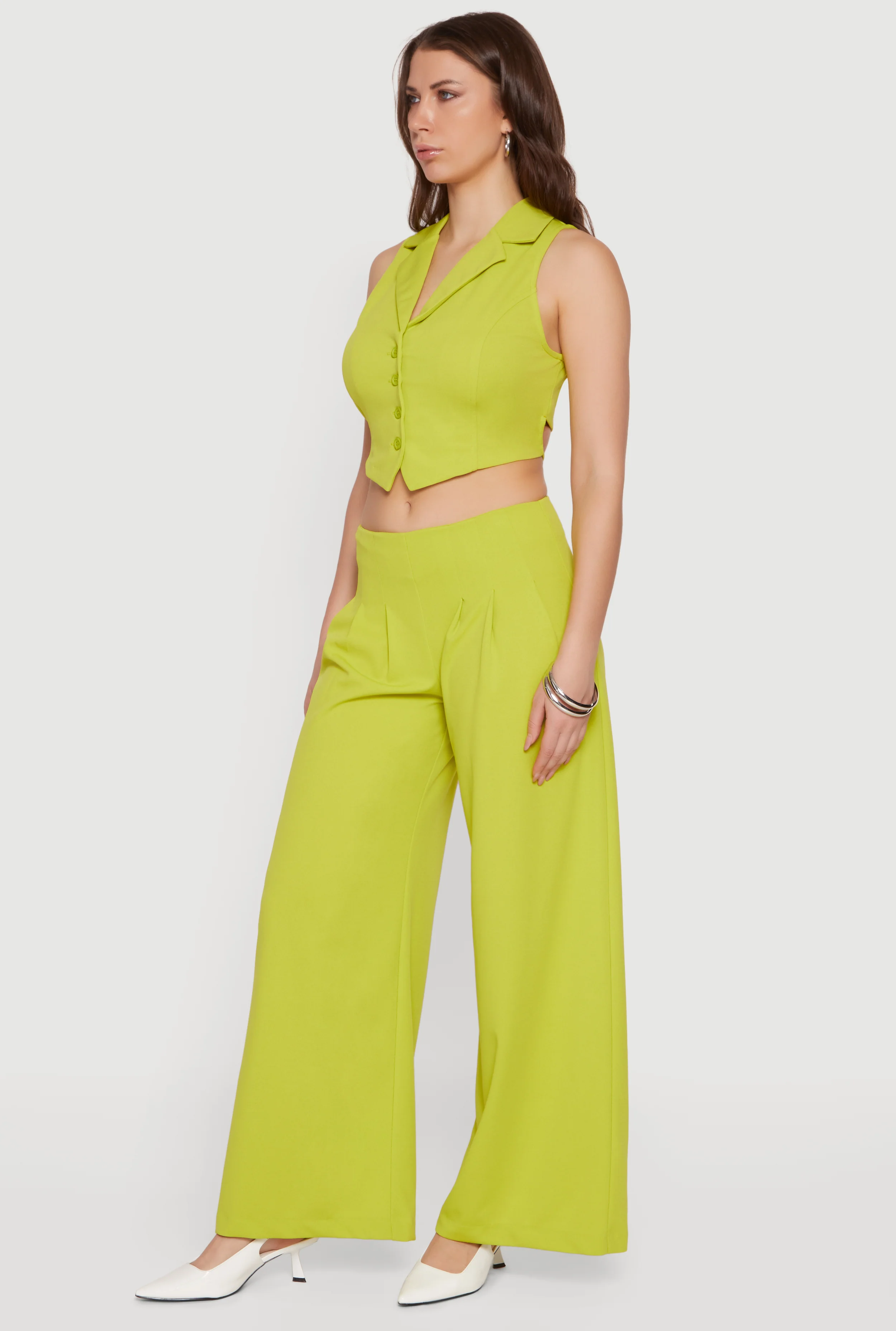 Crepe Knit Tie Back Cropped Blazer Vest - Image 3